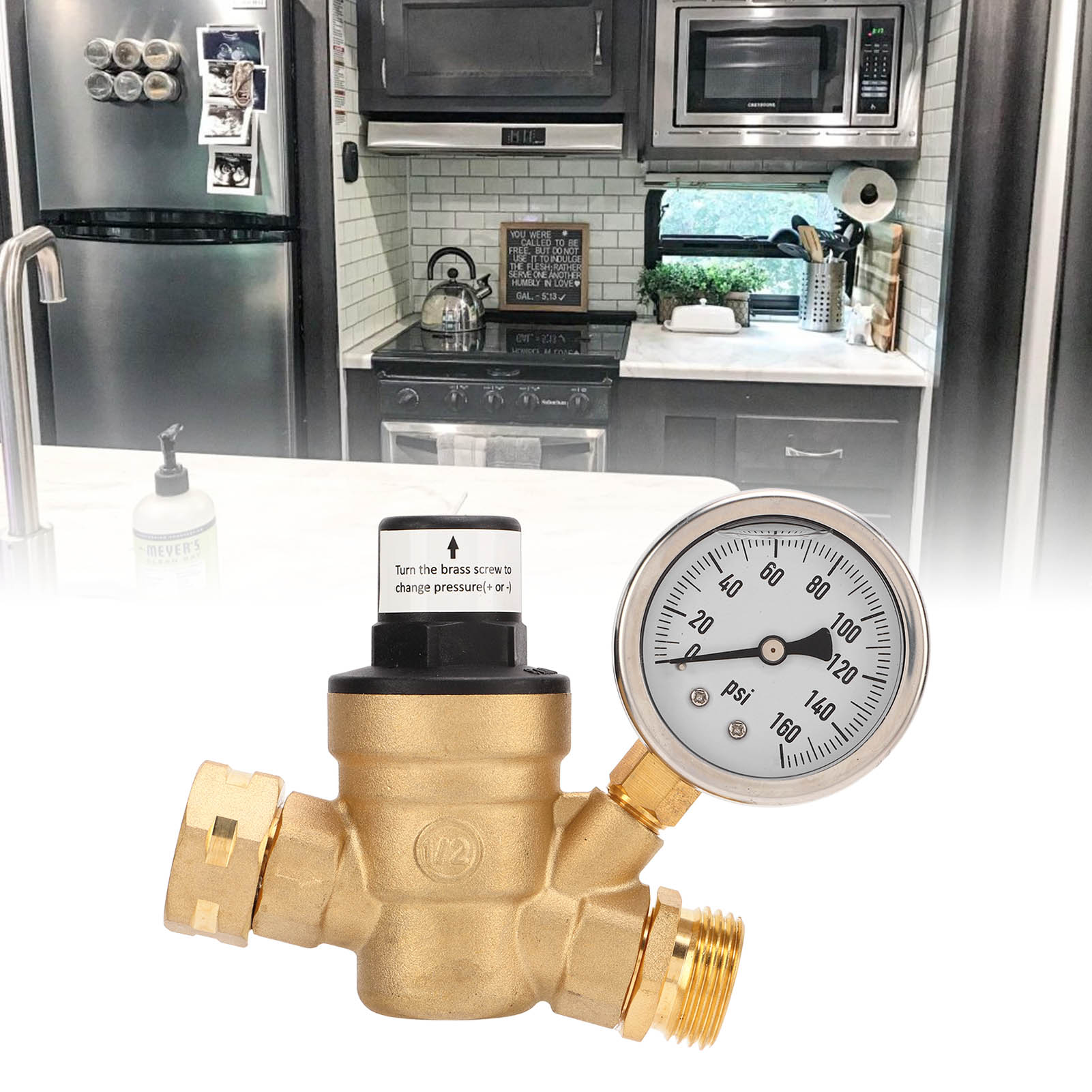 Einstellbarer Wasserdruckregler Mit Manometer Für Die Wasserleitung In Wohnwagen/wohnmobilen
