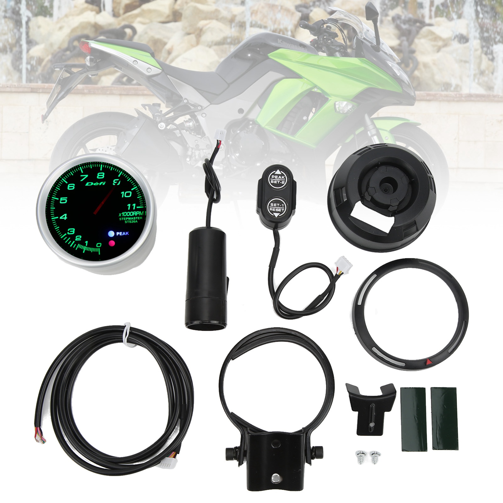 Defi Motorrad-armaturenbrett Mit Sieben Farben, Drehzahlmesser 0-11000.