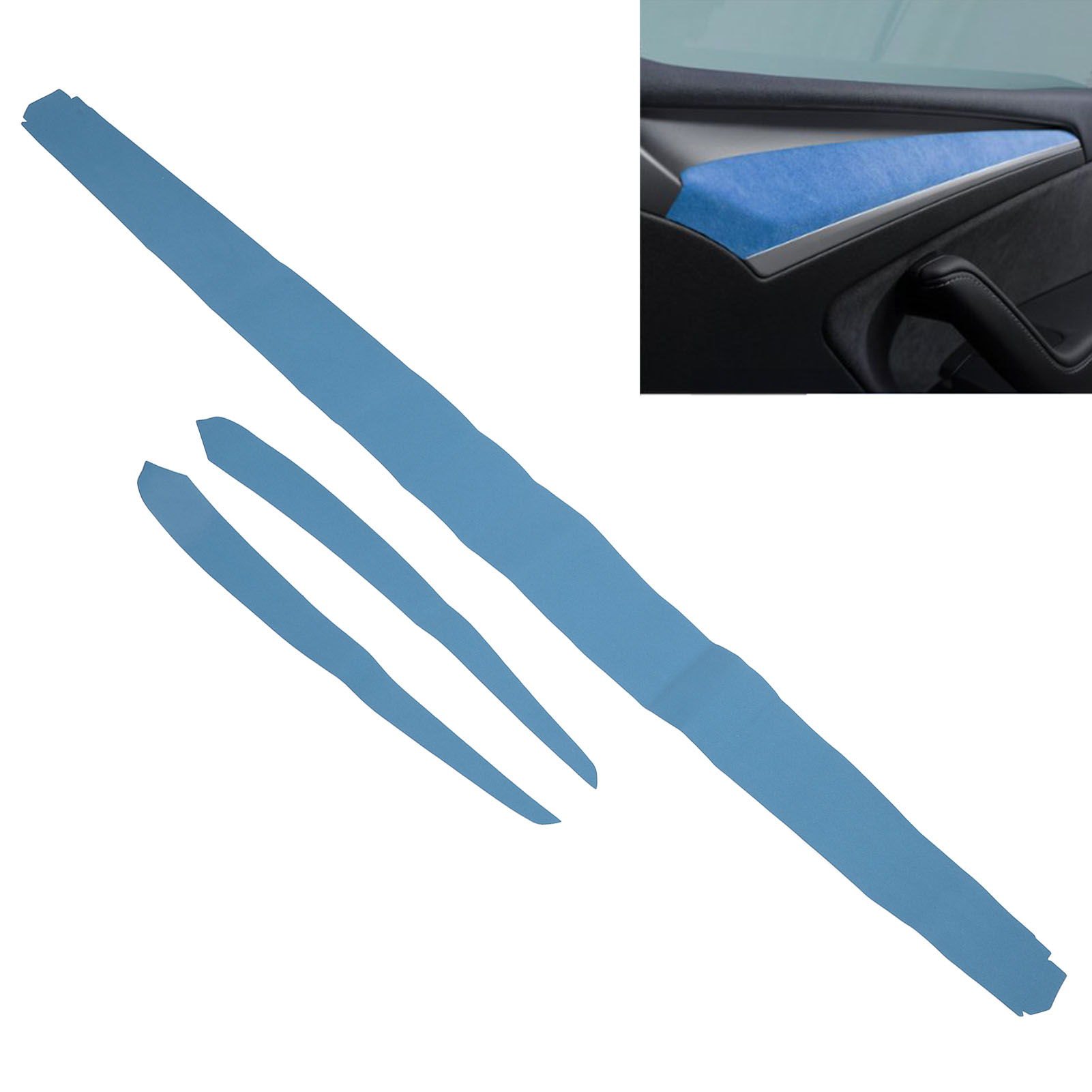 (t04) Alcantara-türverkleidung, Armaturenbrett Und Armlehnenverkleidung Für Tesla Model 3/y 2019–2023, Blau