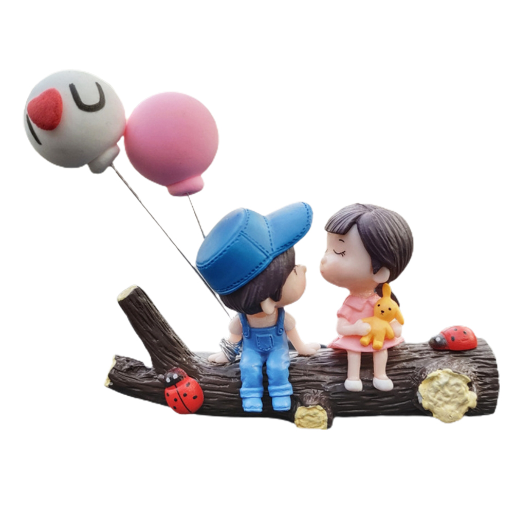 [yue Xinghui] 1 Niedliche Und Kreative Autodekoration Mit Ballon, Mittelkonsole, Kusspuppe, Autoinnenraumdekoration, Ast, Pärchen (blau Und Rosa) + Love-ballon, Einheitsgröße