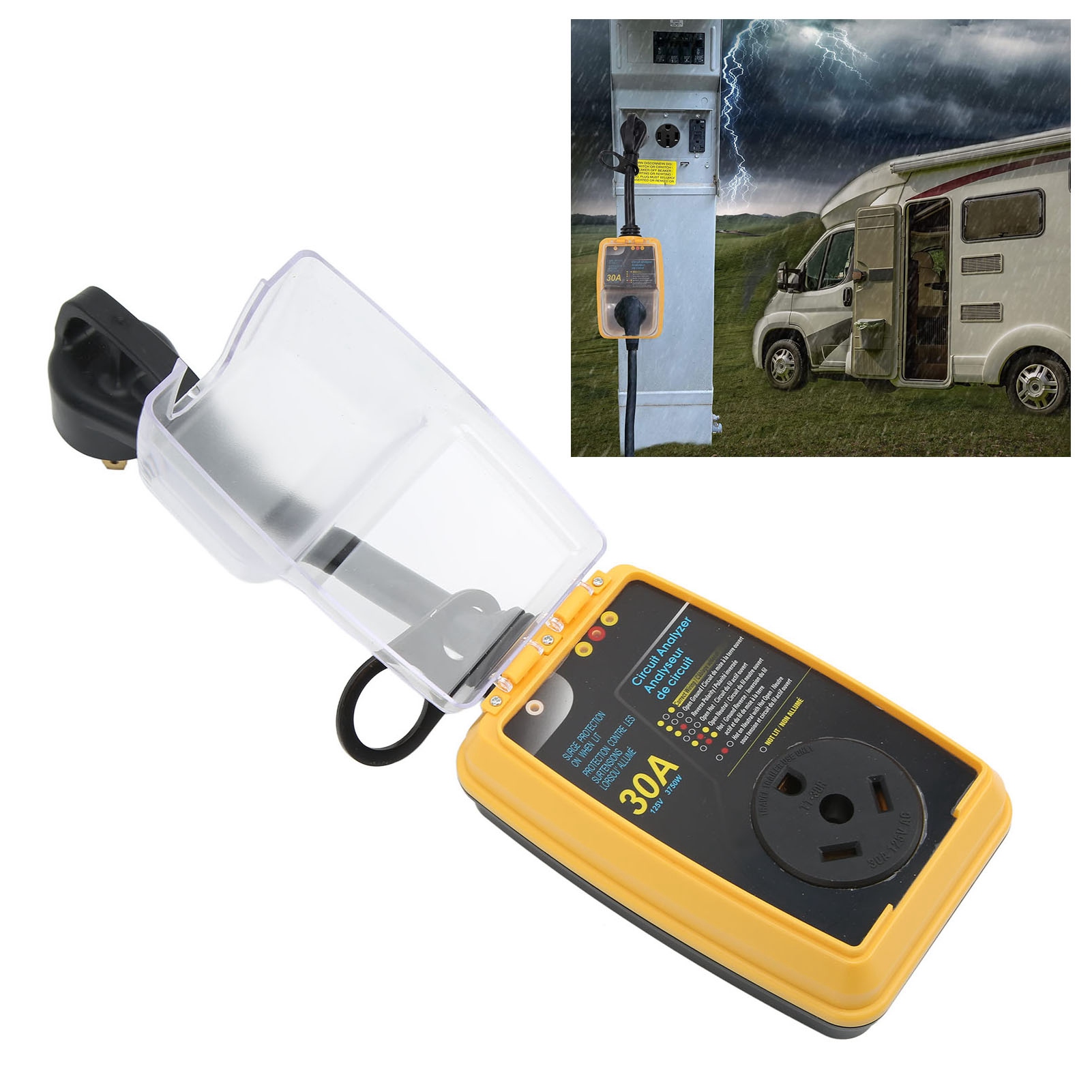 30a/125v Überspannungsschutz Für Wohnmobile Mit Wasserdichter Abdeckung, All-in-one-schaltungsanalysator, Elektrisches Schutzgerät, Geeignet Für Wohnmobile, Campervans, Anhänger, Lkws, Motorboote, Yac