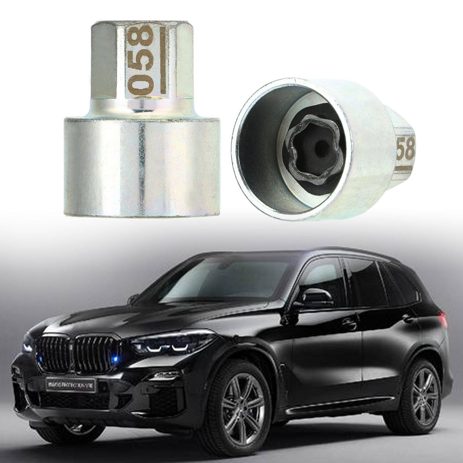 Diebstahlsicherer Radnabenschlüssel Und Radbolzen-entfernungswerkzeug Kompatibel Mit Bmw 1er/3er/5er/6er/7er Reihe X4 X5 X6 Z4 ( ) 058