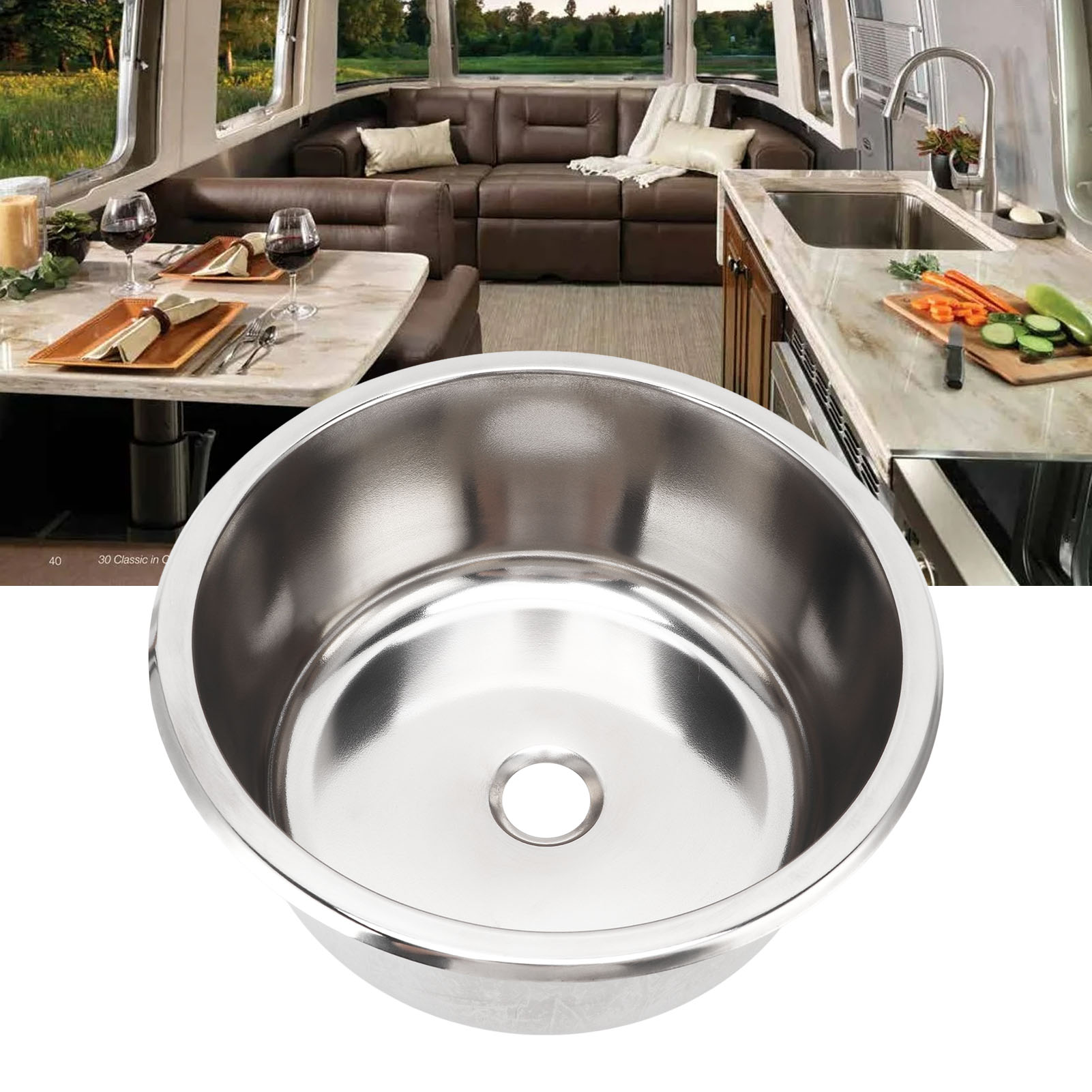 Rundes Spülbecken/waschbecken Aus Edelstahl 304 Für Wohnmobile Und Yachten (gr-532b)