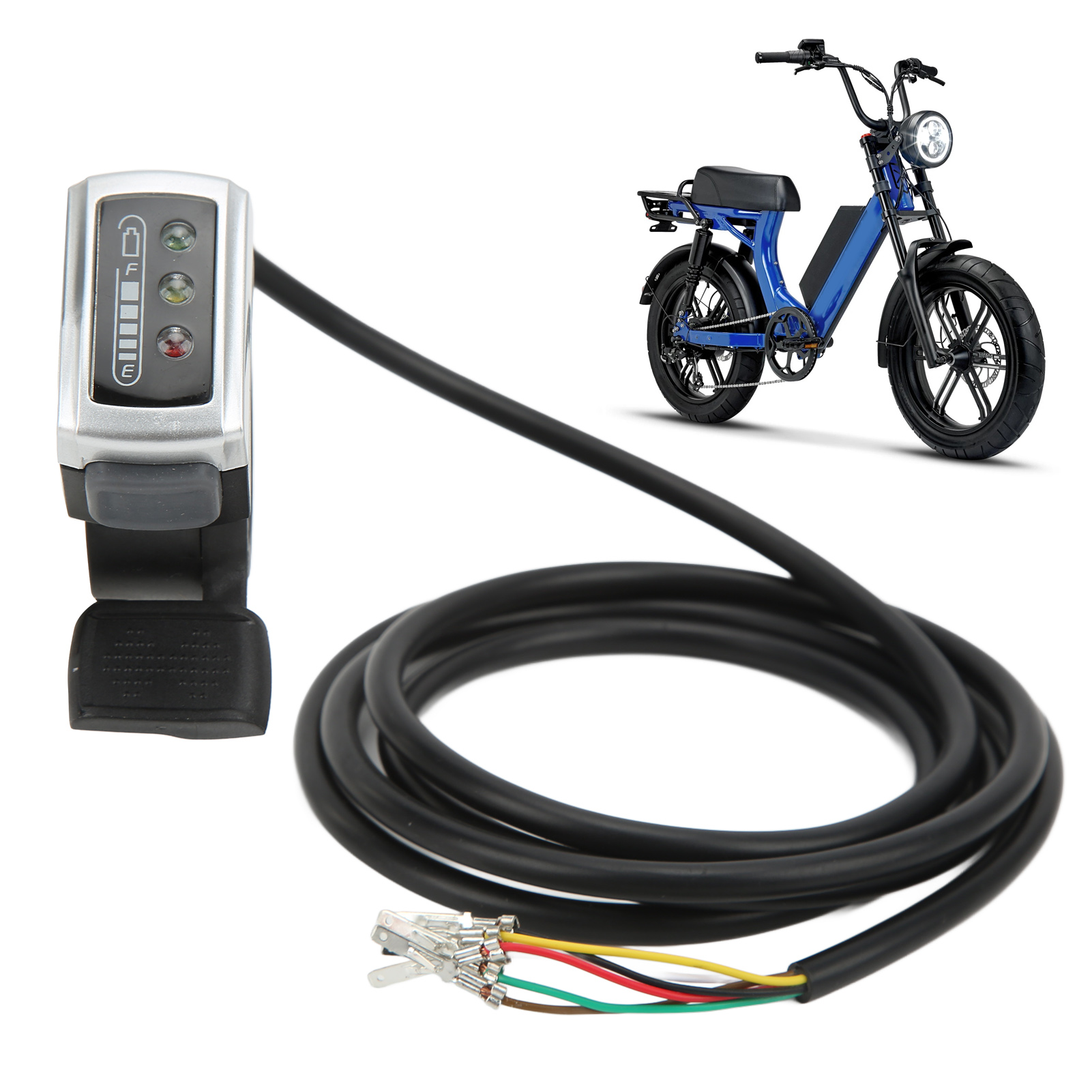22-mm-gasgriff Mit 6 Drähten, Ein-/ausschalter Und Batterieanzeige Für 36-v-elektrofahrräder Und Elektroroller