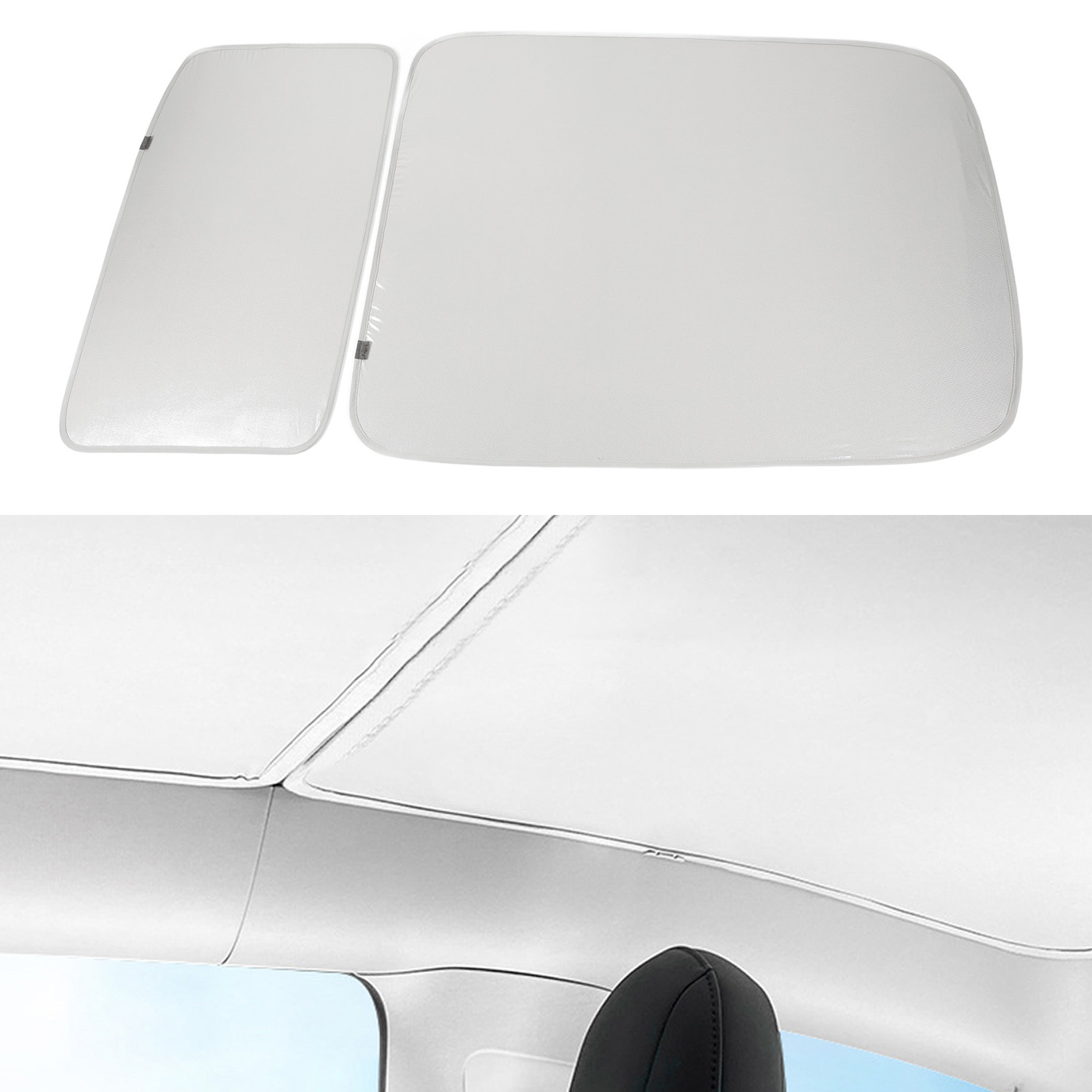Sonnenblende/dachfenster Mit Integriertem Oberen Vorhang, Eiskristall-effekt, Kompatibel Mit Tesla Model 3 2018-2023 (große Größe), Grau (referenz: M3-ga136l) (große Größe)