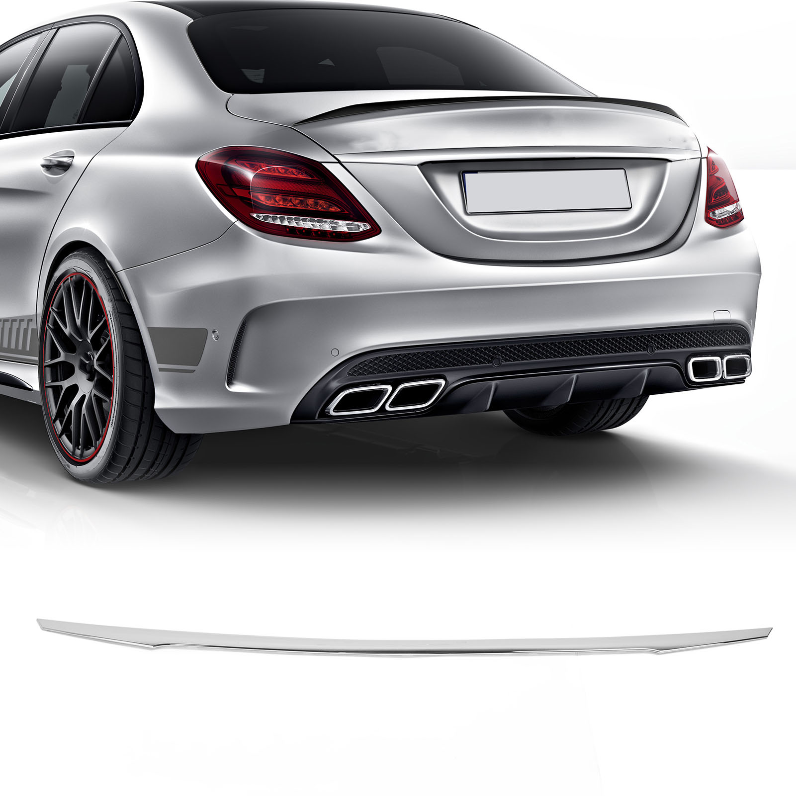 Mercedes-benz C-klasse W205 (2015-2021) Heckklappenverkleidung, Galvanisierte Ausführung, Typ 2057430082, Extra Große Ausführung.