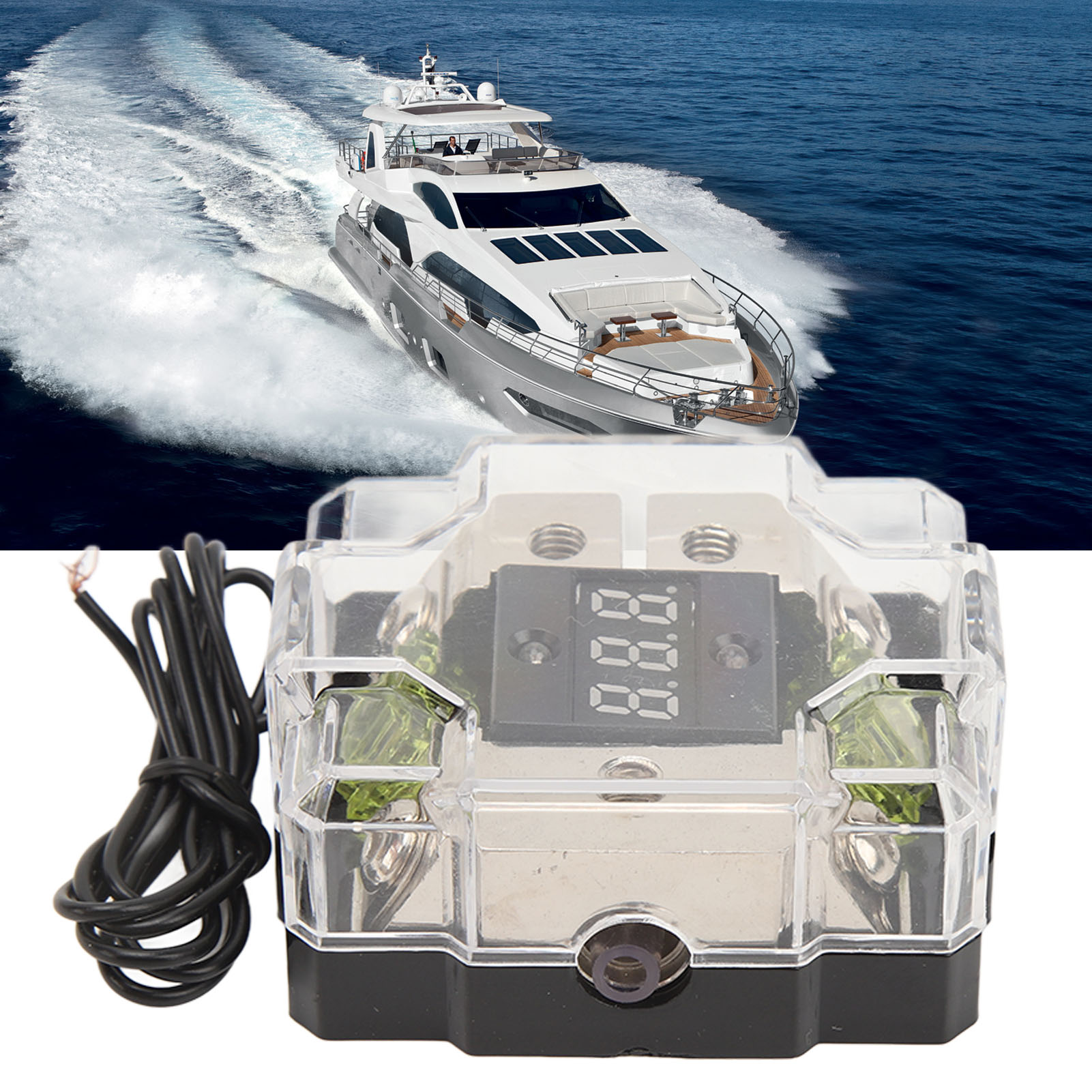 100a Sicherungshalter Für Autos, Yachten Und Audiosysteme - Transparenter Sicherungskasten Mit Digitalanzeige (ein Oder Zwei Steckdosen)