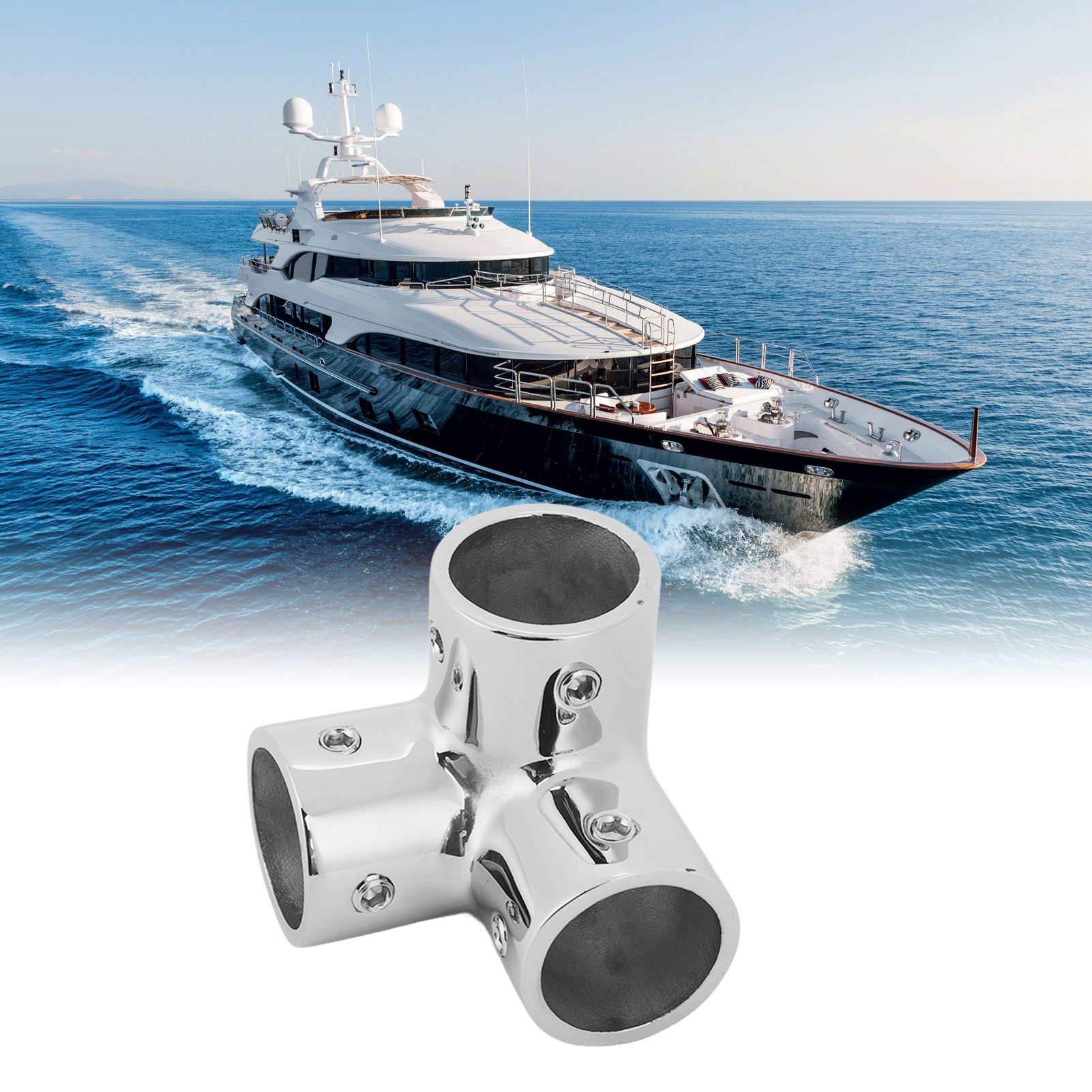 T-stück Aus Edelstahl 316, Hochbelastbare Stahlrohrverbindung Für Schiffsgeländer, Geeignet Für Schiffe Und Yachten, 22 Mm.