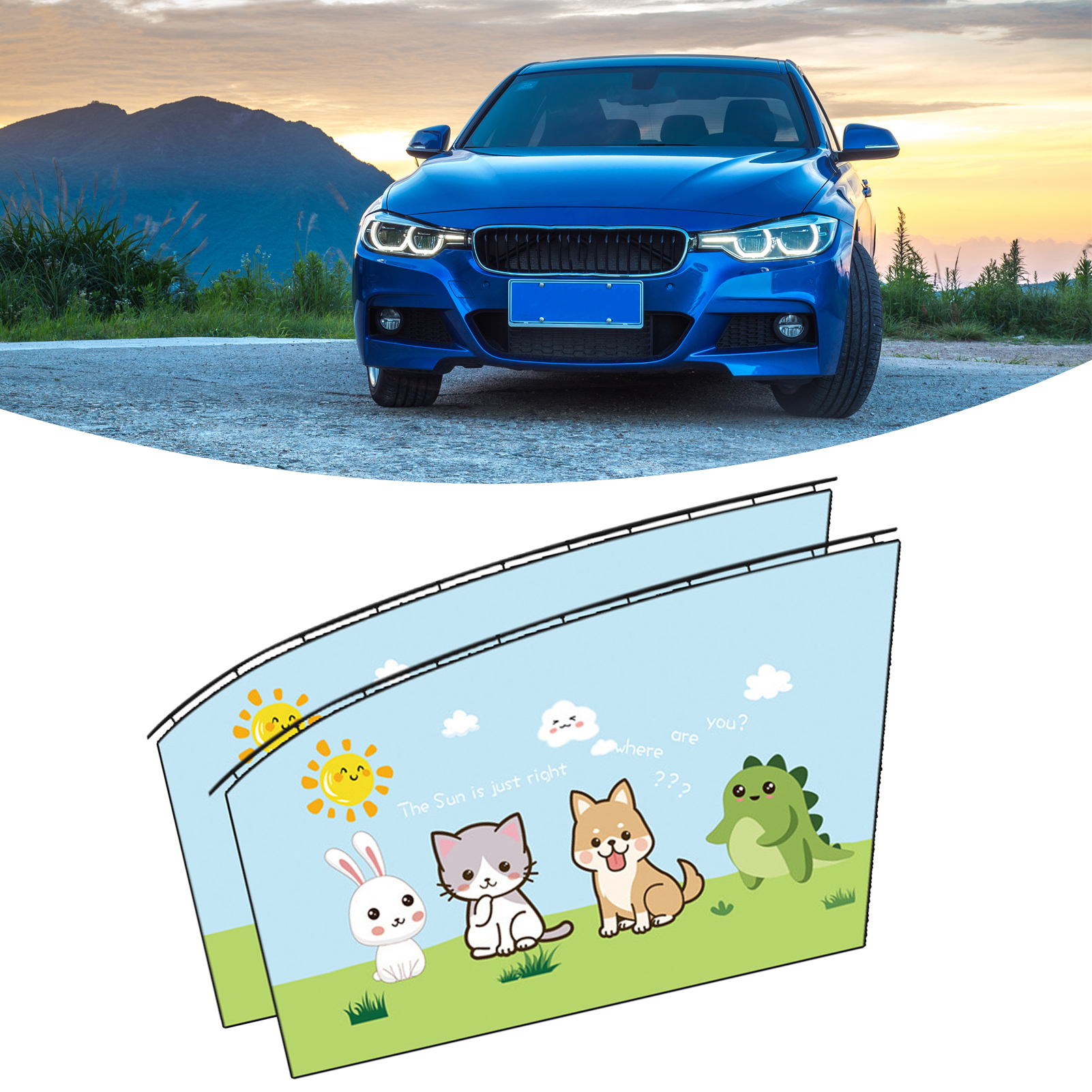 Sonnenschutzblende Fürs Auto, Sonnen- Und Hitzeschutz, Magnetische Befestigung, Universell Für Innen- Und Seitenscheiben, Animal World 9603b