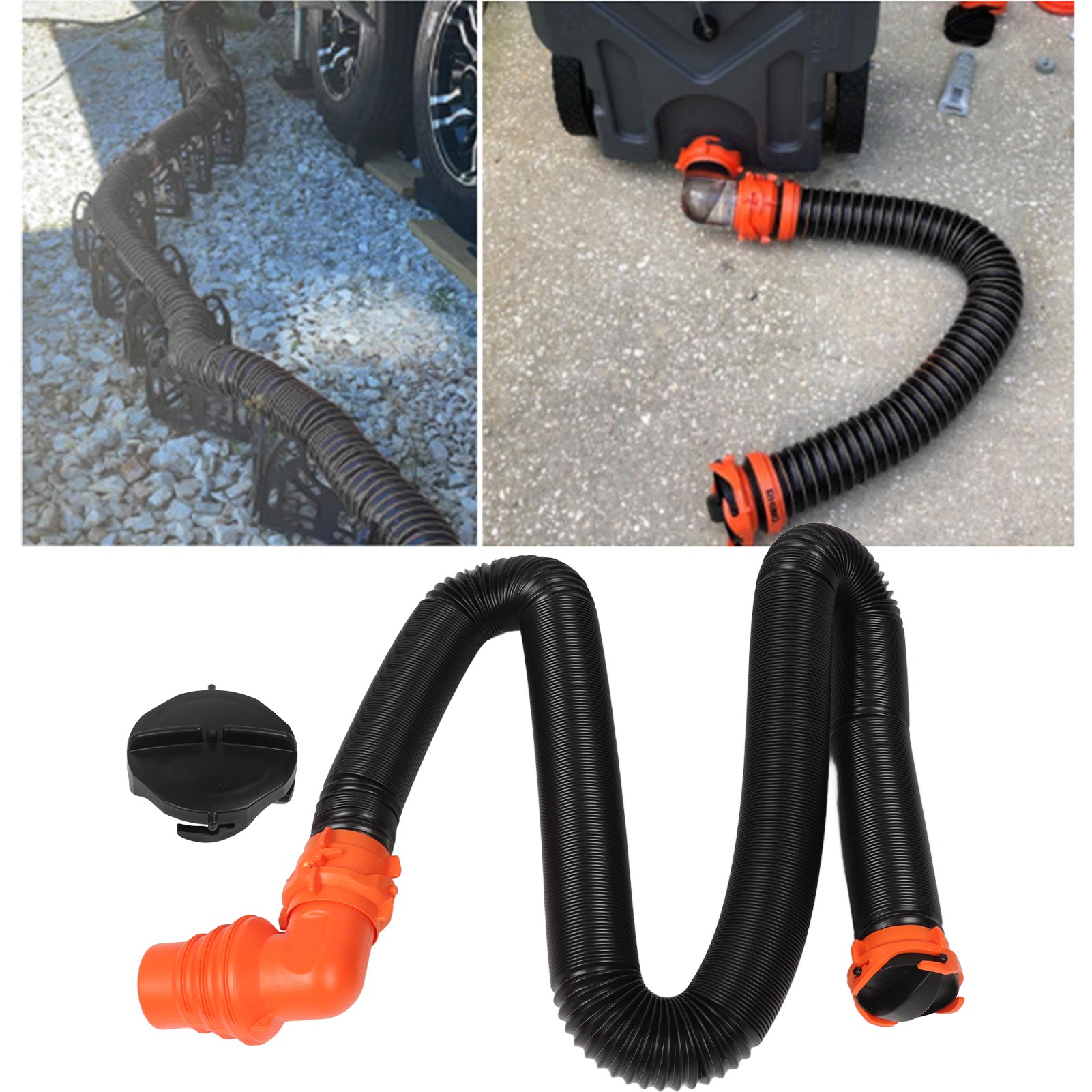 Wohnmobil-abwasserrohrset Mit Abwasserventil, Flexiblem Pp-schlauch Und 90°-drehgelenk Für Abwasserrohr, 6 M (überdimensioniert) (übergewichtig).