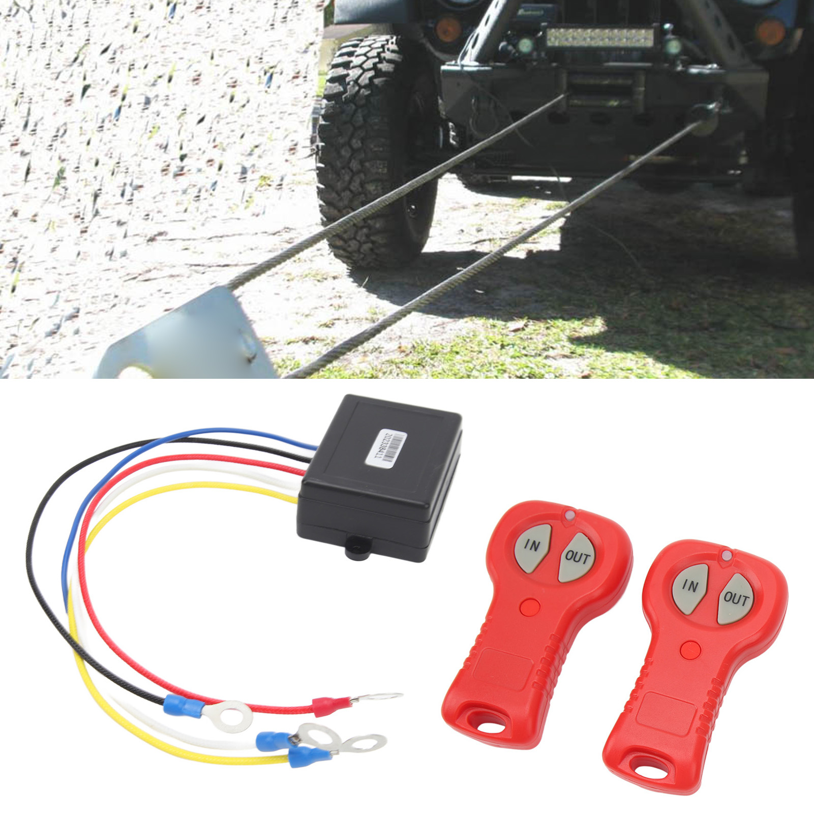 Universelles Drahtloses Fernbedienungsset Für 12v/24v-gleichstrom-winden (2 Fernbedienungen + 1 Empfänger) (213x-002) (mit Eingebautem Akku)
