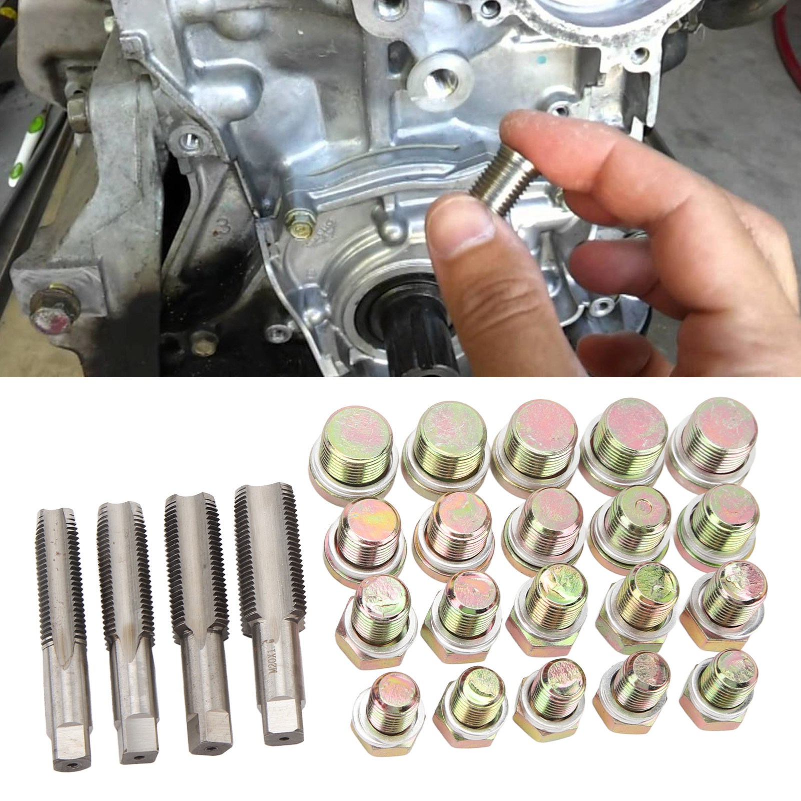 Ölwannengewinde-reparatursatz, 64-teiliges Set, Ölwanne, Getriebeablassschraubenwerkzeug M13 M15 M17 M20 (vt01072), Zufällige Kartonfarbe.