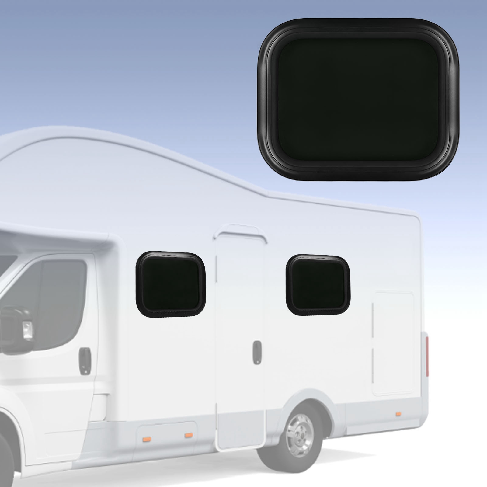 (t01) Feststehendes Eckfenster 450 X 300 Mm Aus Aluminiumlegierung Mit Transparenter Schwarzer Verglasung Und Befestigungsring. Geeignet Für Wohnmobile, Freizeitfahrzeuge Und Wohnwagen. Empfohlene Wan