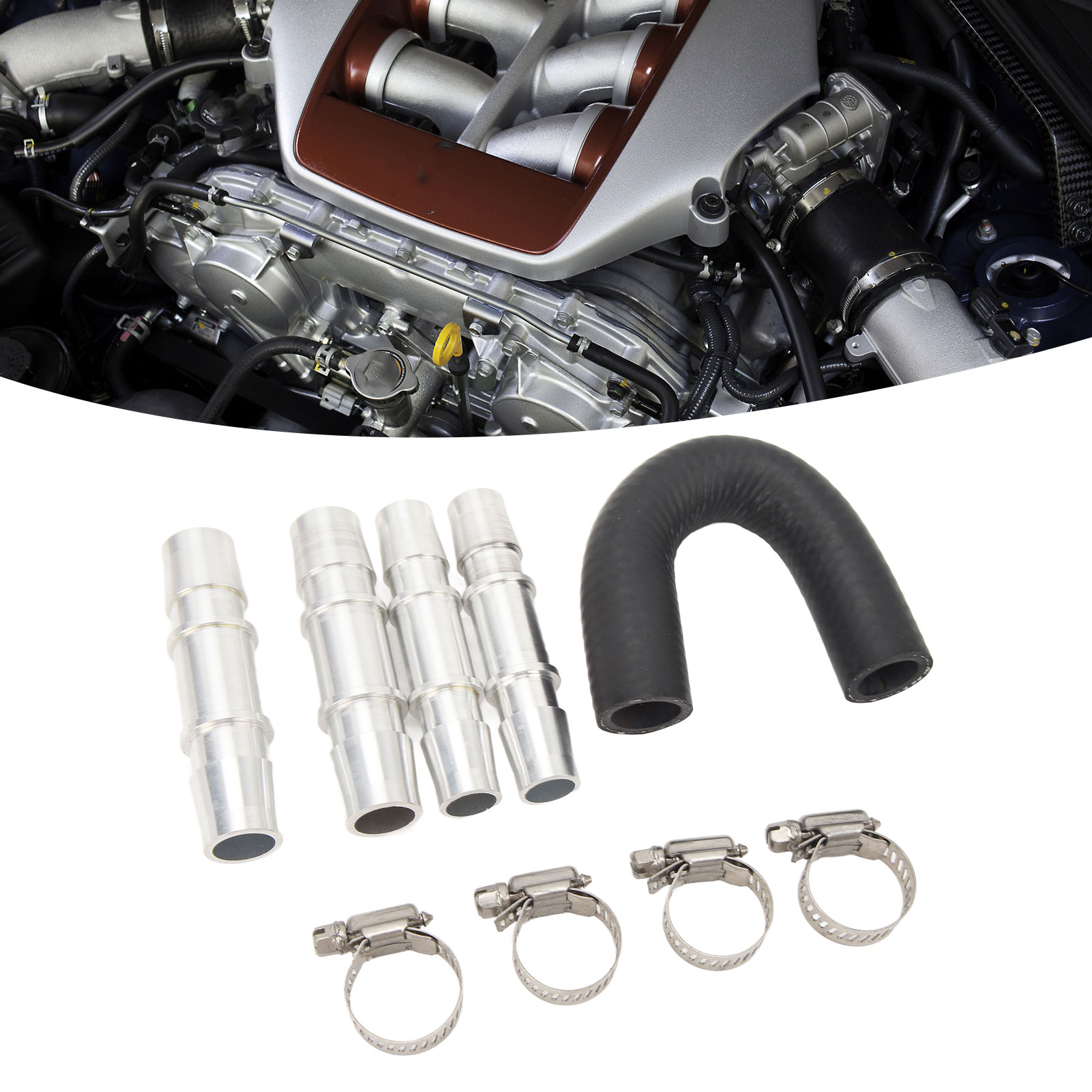 Das Verbesserte U-rohr-set Für Den Motorvorwärmer Aus Aluminium Wird Mit 5/8"- Und 3/4"-anschlüssen Geliefert, Die Mit Den Meisten Gängigen Heizungsschläuchen Kompatibel Sind.