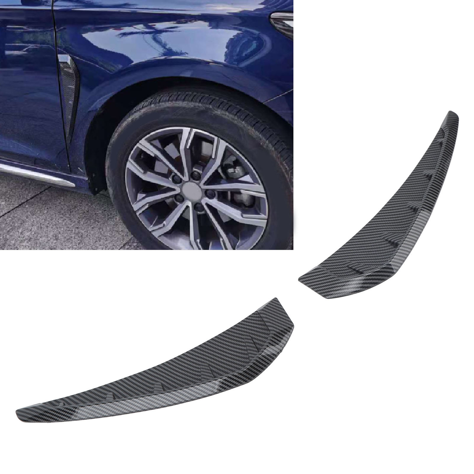 Universelle Aufkleber Für Seitliche Lüftungsschlitze Im Auto (35 Cm, 2 Stück) Für Bmw 1er E90, Audi A3 Und Mercedes-benz W117 (kohlefaserstruktur)