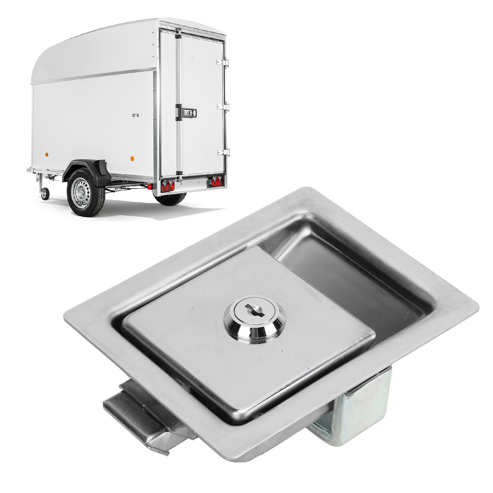 Zubehör Für Wohnmobile/anhänger: Plattenschloss Aus Edelstahl 304, 128 X 102 Mm Versenktes Plattenschloss Mit Zwei Schlüsseln, Geeignet Für Anhänger, Lkws Und Wohnmobile (866-3s)