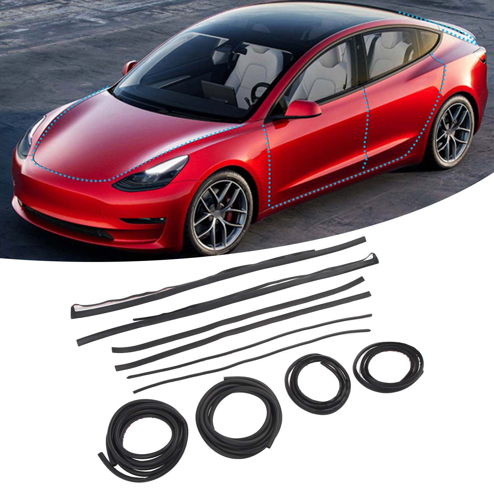 (t04) Türdichtungssatz Mit Schalldämmendem Gummi Und Wetterfestem Dichtungsstreifen, Passend Für Tesla Model 3/y8.