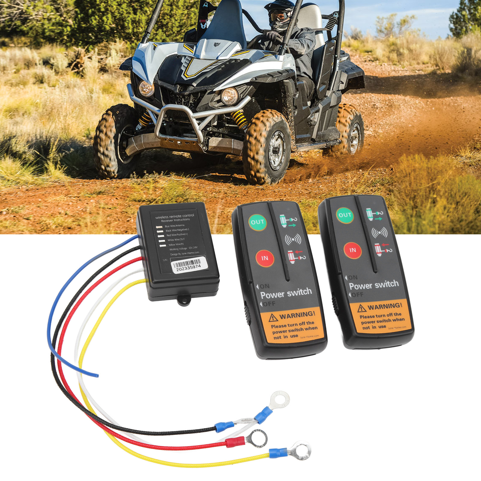 Universelles Drahtloses Fernbedienungsset Für 12v/24v-gleichstromwinden (2 Fernbedienungen + 1 Empfänger, Cj47-002) (mit Eingebautem Akku)