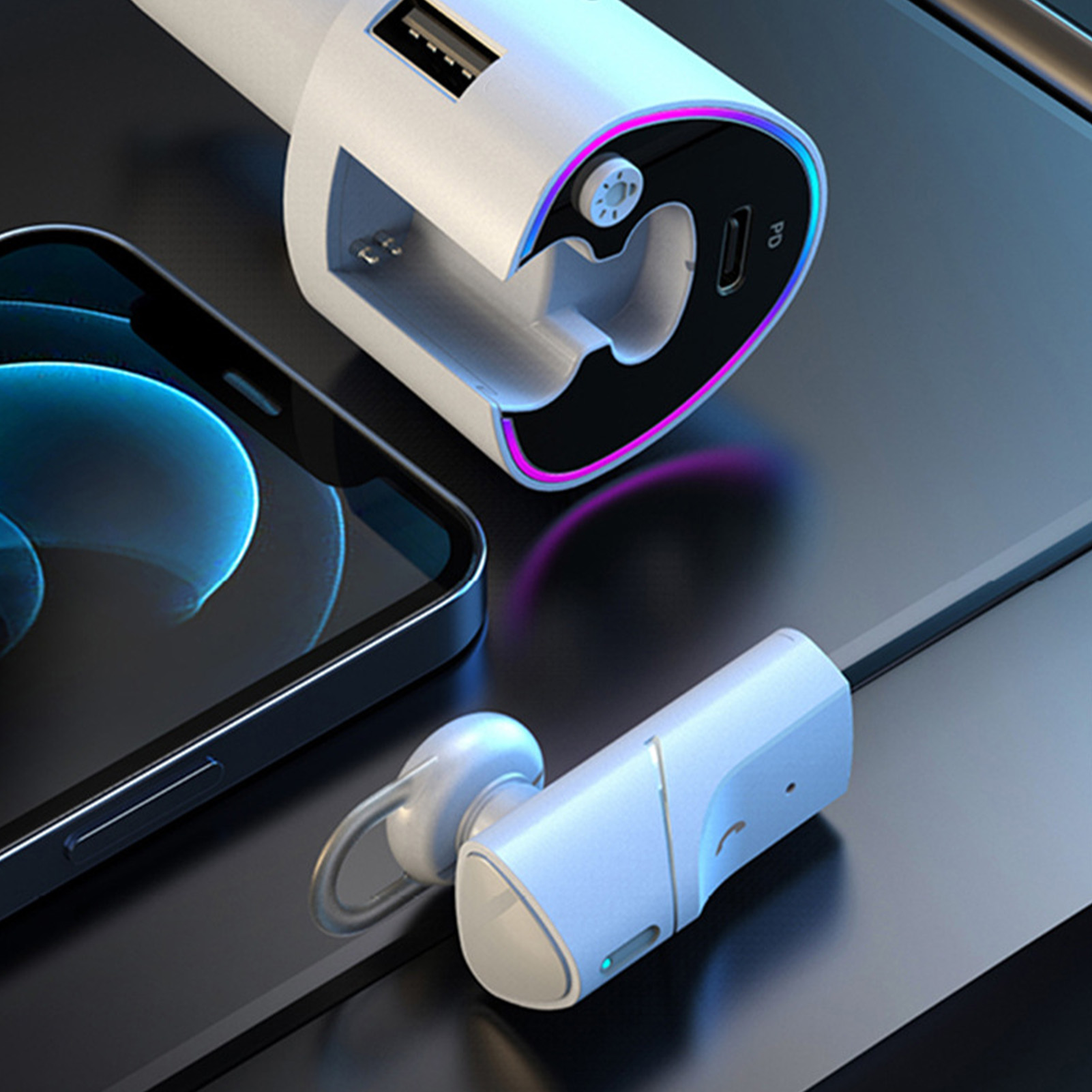 (exklusiv In Südostasien Erhältlich) Neues 2-in-1-autoladegerät, Ultraschnelles Laden, Multifunktionale Kabellose Bluetooth-kopfhörer Mit Geräuschunterdrückung (uvp: 359 Thb) (mit Integriertem Akku) W