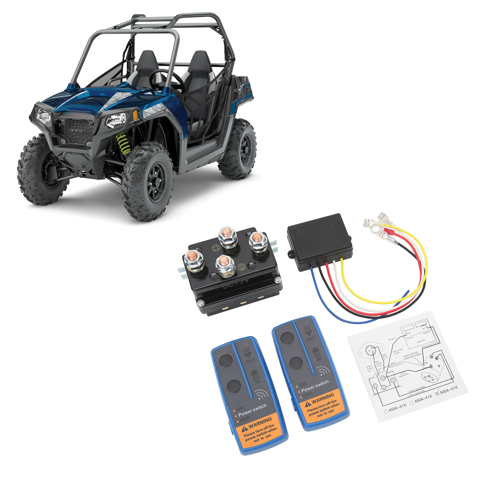 12v 500a Drahtloses Fernbedienungsset Für Seilwinden Mit Elektromagnetischem Schütz Und Relais Für Seilwinden Mit Einer Zugkraft Von 8.000 Bis 12.000 Lb Für Atv, Utv, 4x4 (fernbedienung Mit Integriert