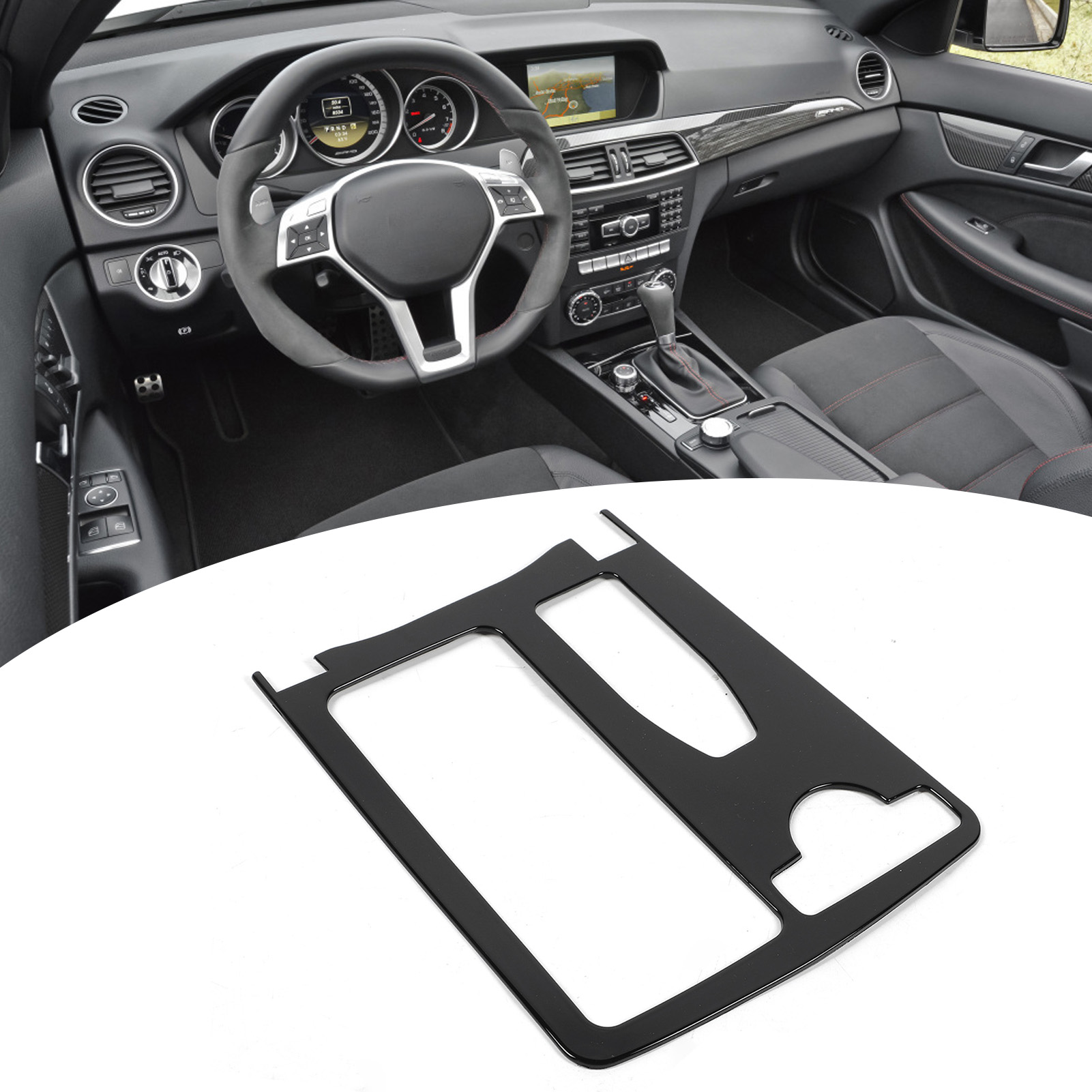 Dekorative Abdeckung Für Den Getränkehalter In Der Mittelkonsole Für Mercedes-benz C-klasse W204 (2007–2014), Linkslenker, Teilenummer 2046800307 (zst-095), Schwarz Glänzend