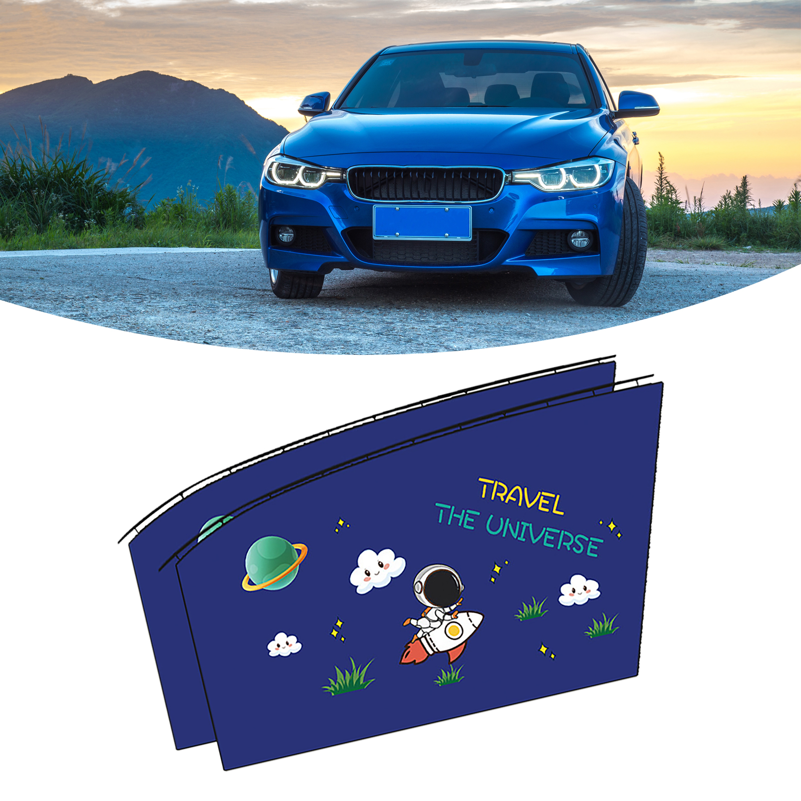 Sonnenschutzblende Für Autos, Sonnen- Und Hitzeschutz, Magnetische Befestigung, Universell Für Innen- Und Seitenscheiben, Space Travel 9604a