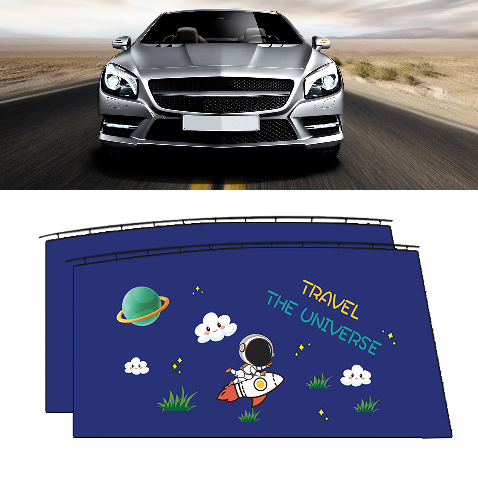 Auto-sonnenschutz, Sonnen- Und Hitzeschutz, Magnetische Befestigung, Universell Für Innen- Und Seitenscheiben, Space Travel 9603a