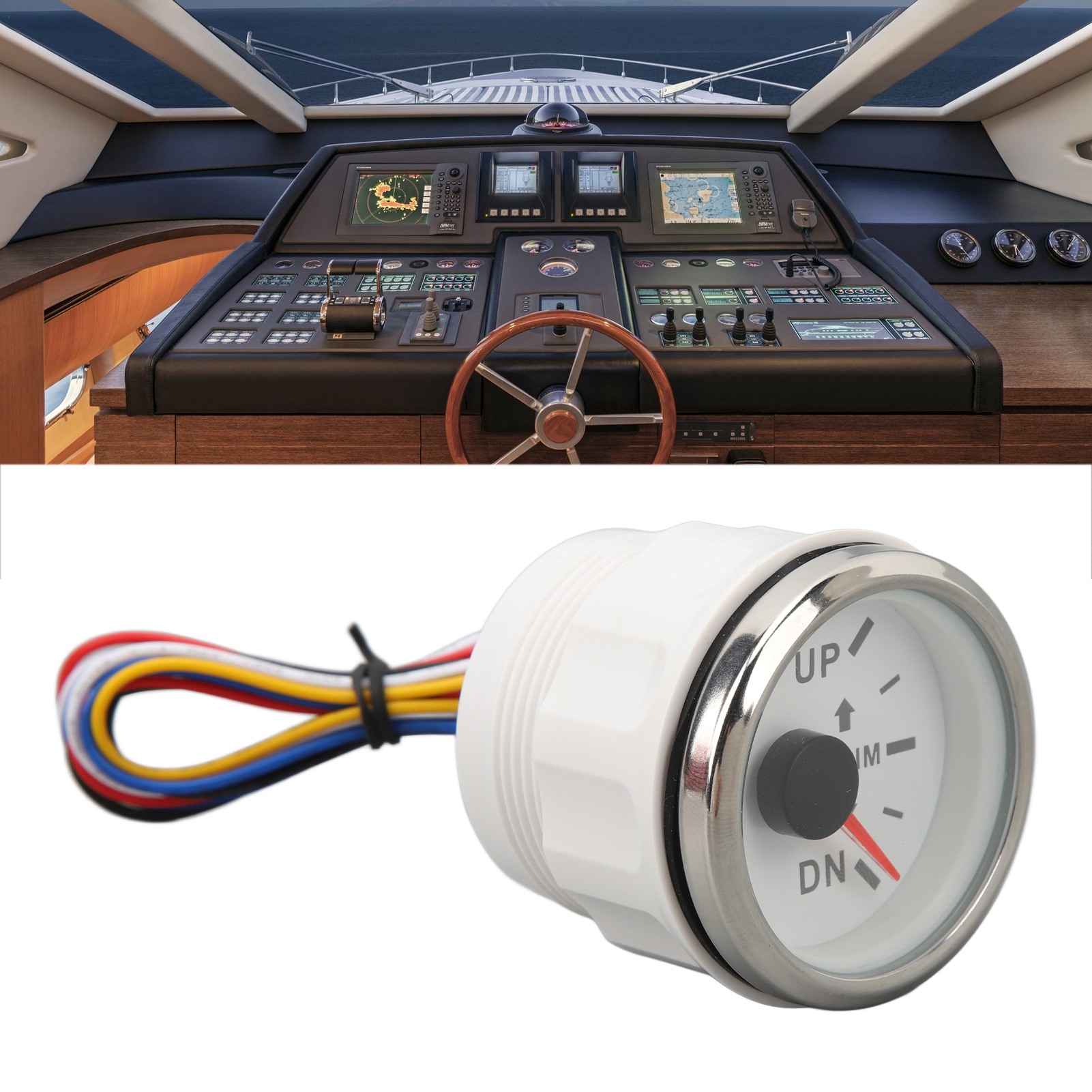 Dc9-32v 52mm Marine-unruh Mit Siebenfarbiger Hintergrundbeleuchtung Auf Der Rechten Seite, Geeignet Für Yachten, Fischerboote Und Andere Schiffe (weißes Zifferblatt Mit Silberner Abdeckung) (referenz: