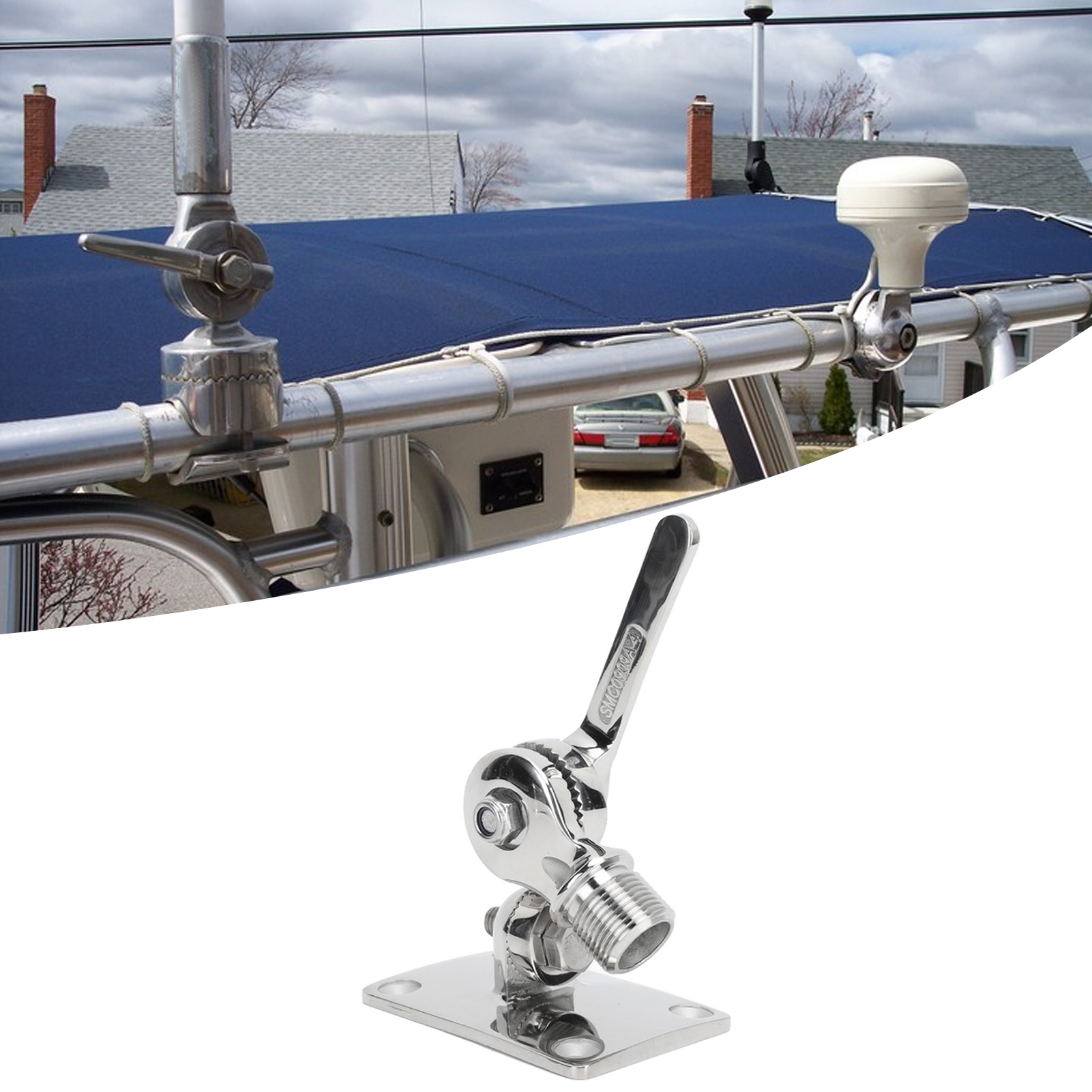 Vhf-antenne Aus Seewasserbeständigem Edelstahl 316 Mit Verstellbarem Montagefuß (9364 Mm), Geeignet Für Boote Und Yachten.