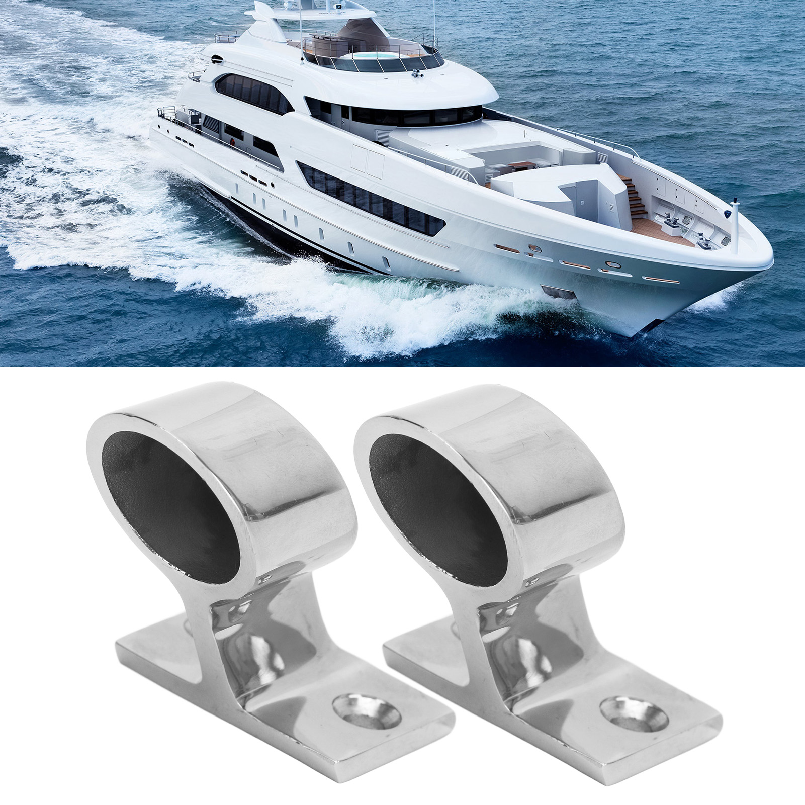 Zwei Handlauf-montagehalterungen Für Yachten, Rohrförmiger Sockel Aus Edelstahl 316, Integrierte 22-mm-halterungen.