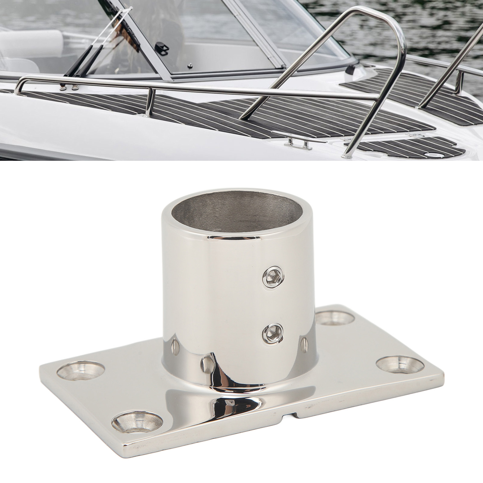 90°-vierkantfuß Aus Edelstahl 316 Für Deckgeländer, Schiffsbeschläge, 90°, 30 Mm