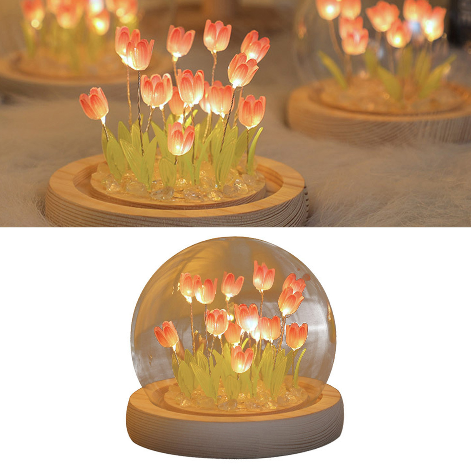 (exklusiv In Mexiko Erhältlich) Diy Led-tulpen-nachtlicht-set, Raumdekoration (rosa Tulpen-set Mit 13 Blüten + Geschenktüte) (batterien Nicht Enthalten)