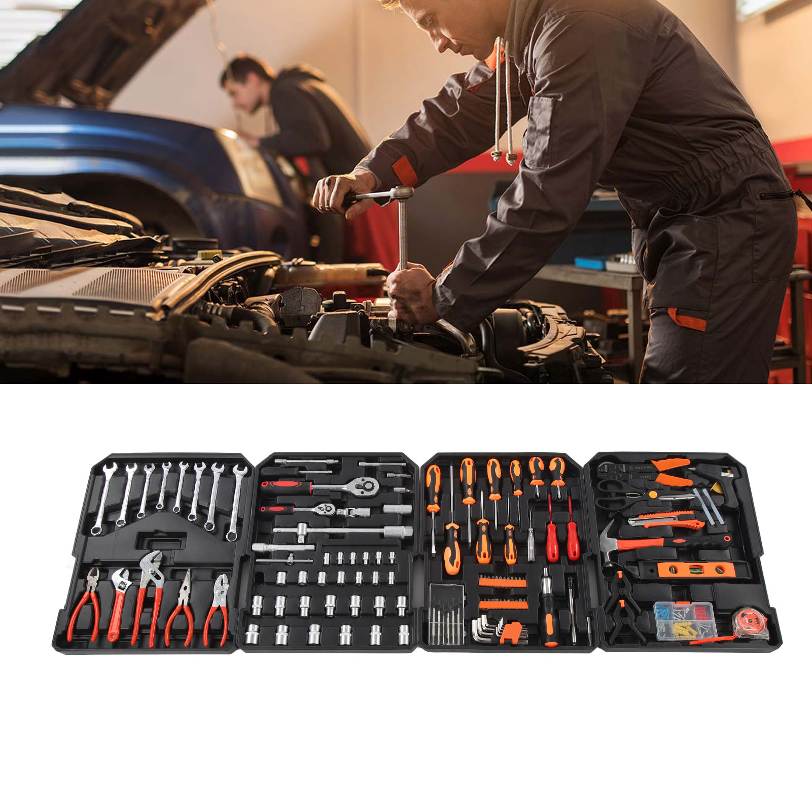 (video Verfügbar) Autoreparaturset, Gepäckbox, Werkzeugrolle (übergröße) (übergewicht)