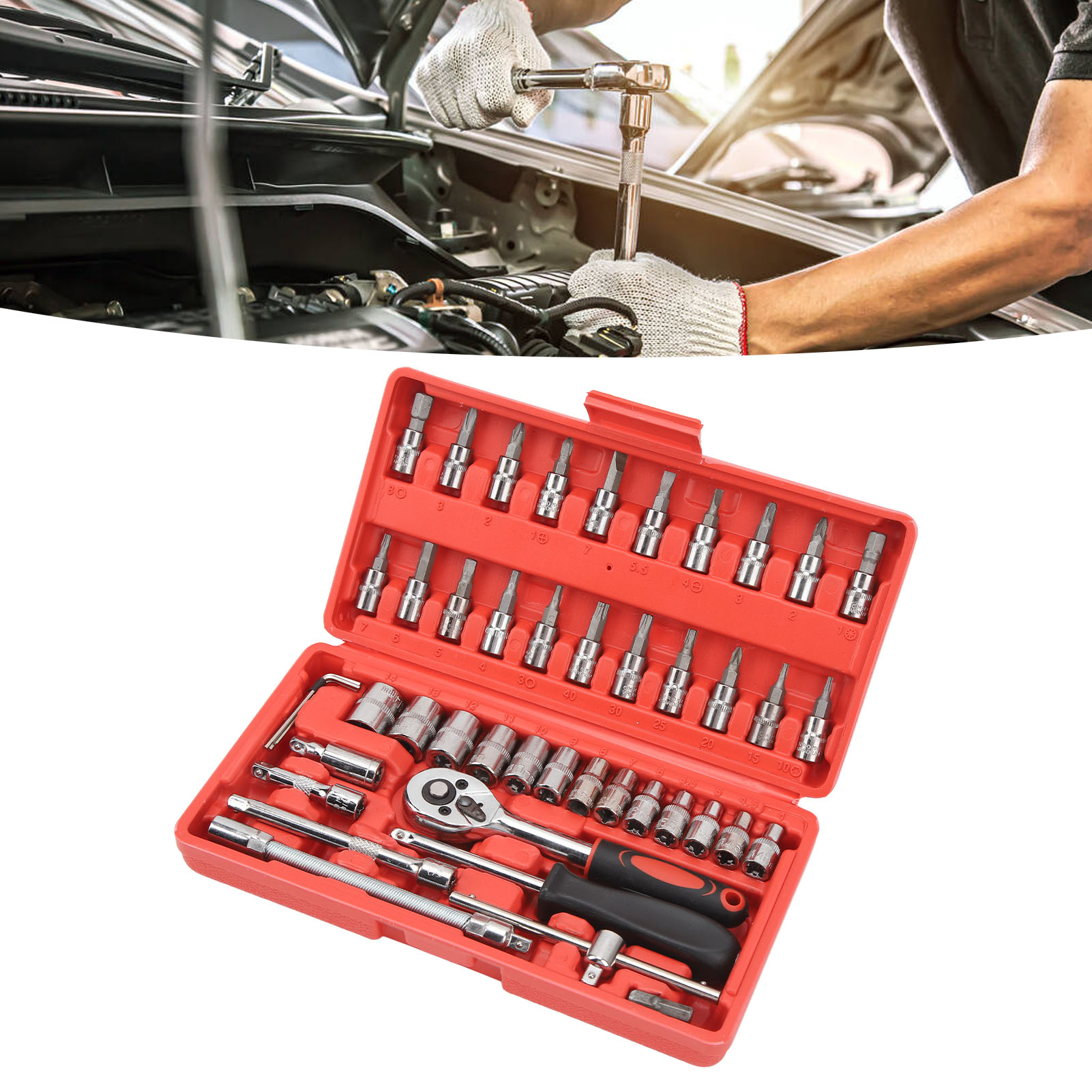 (yinhing Exklusivshop) (yinhing Marke, 90-teilig) 46-teiliger 1/4"-ratschen-steckschlüsselsatz – Metrische Werkzeuge Für Werkstatt Und Kfz-reparatur