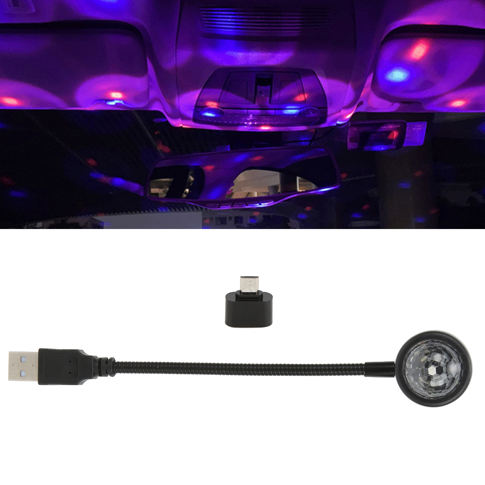 Dekorative Ambiente-autobeleuchtung, Tragbarer Led-sternenhimmelprojektor, Autoprojektor, Magische Lichtkugel, Micro-android