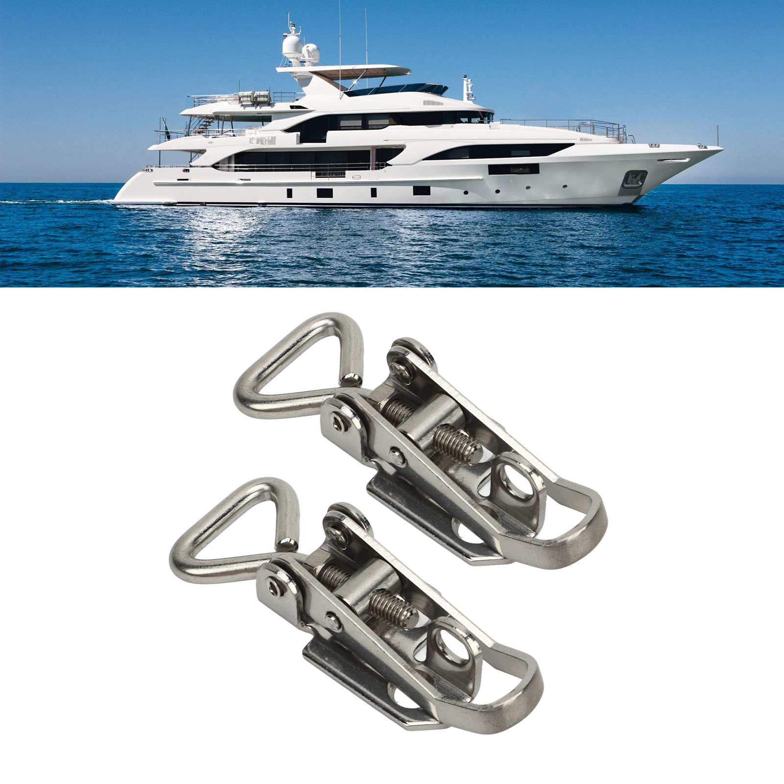 Zwei Sätze Stoßfester Verschlüsse Aus Seewasserbeständigem Edelstahl 304 Von 66 Mm Bis 75 Mm, Abschließbare Klemmverschlüsse, Befestigungselemente Für Schiffsluken (2925se).