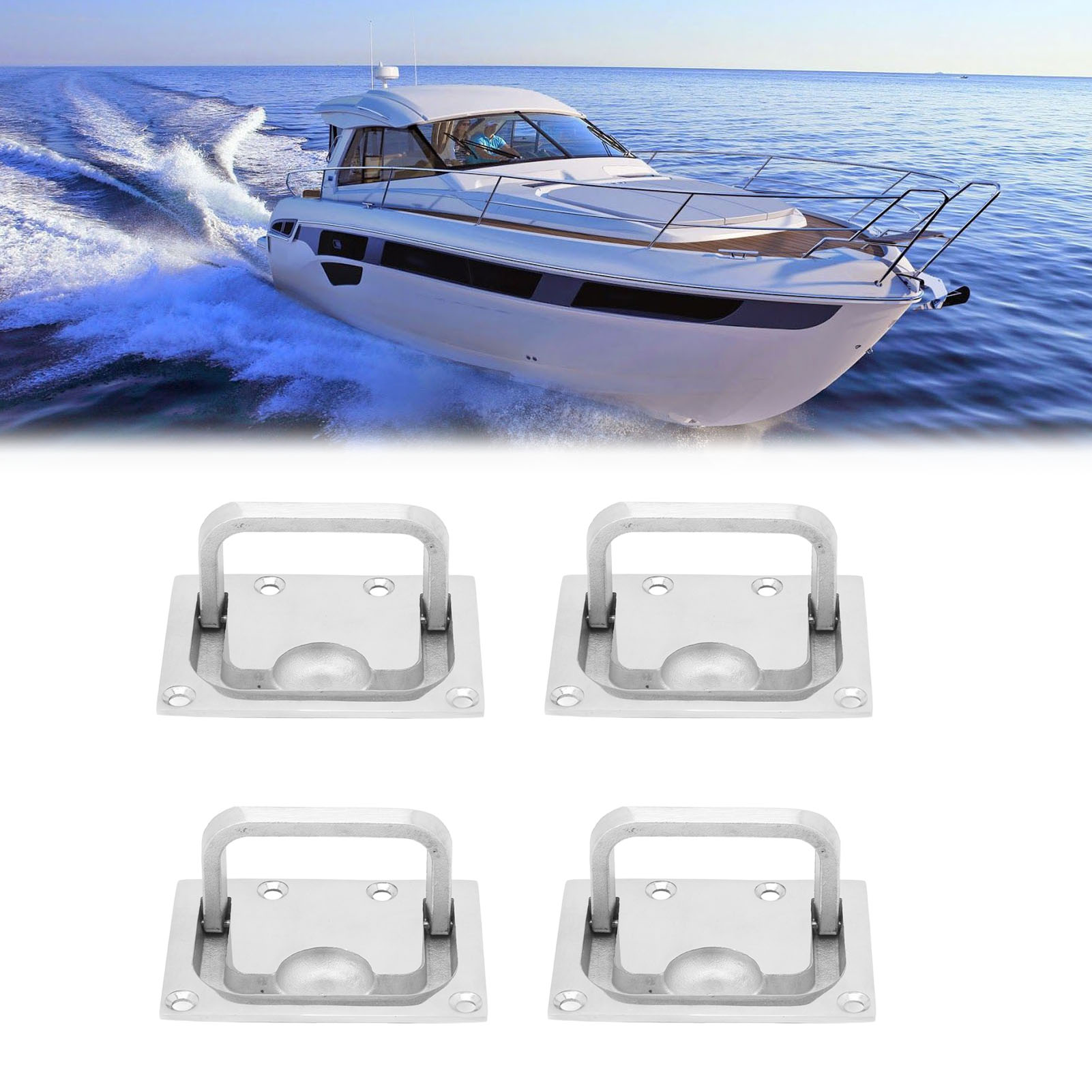 (verkauf Als Set Mit Der Artikelnummer Skuqc05405) 4 Schrankgriffe Für Yachtzubehör, 76 X 56 Mm, Aus Edelstahl 316