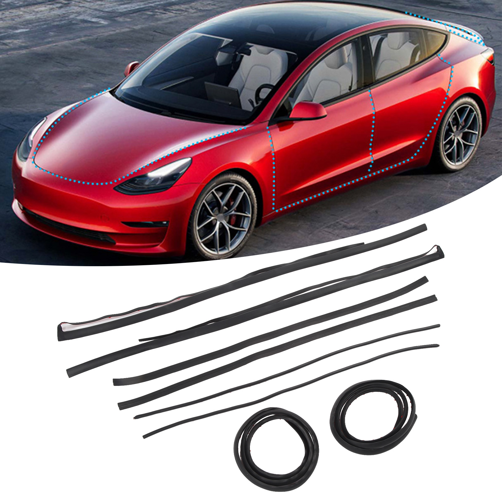 (t04) Türdichtungssatz Mit Schalldämmendem Gummi Und Wetterfesten Dichtungsstreifen, Passend Für Tesla Model 3/y6.