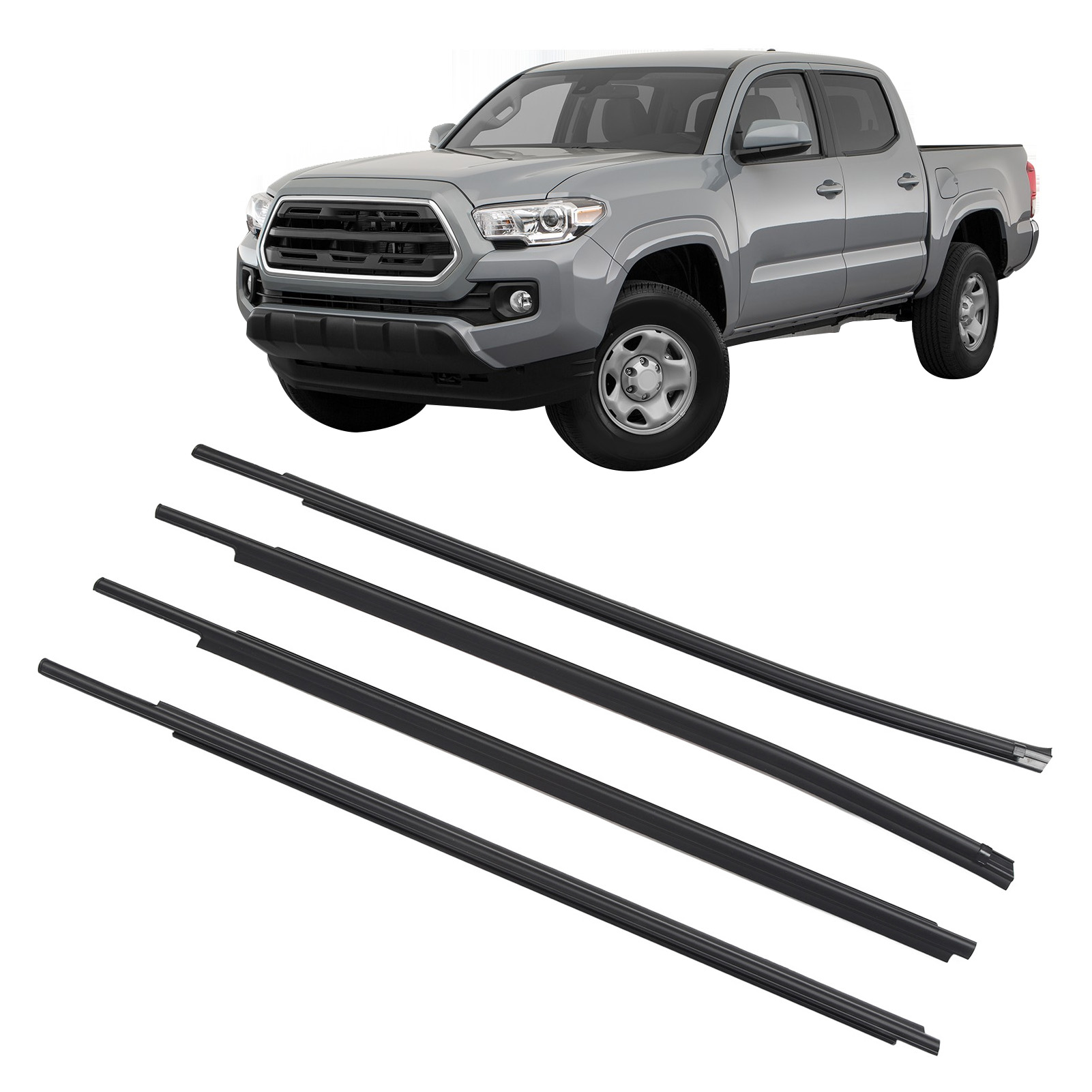Satz Mit 4 Tür- Und Fensterdichtungen Inklusive Dichtungsstreifen, Formleiste, Zweitürige Ausführung, Fensterdichtung 68163-0c010, Passend Für Toyota Tundra Double Cab 2007-2020 (übergröße).