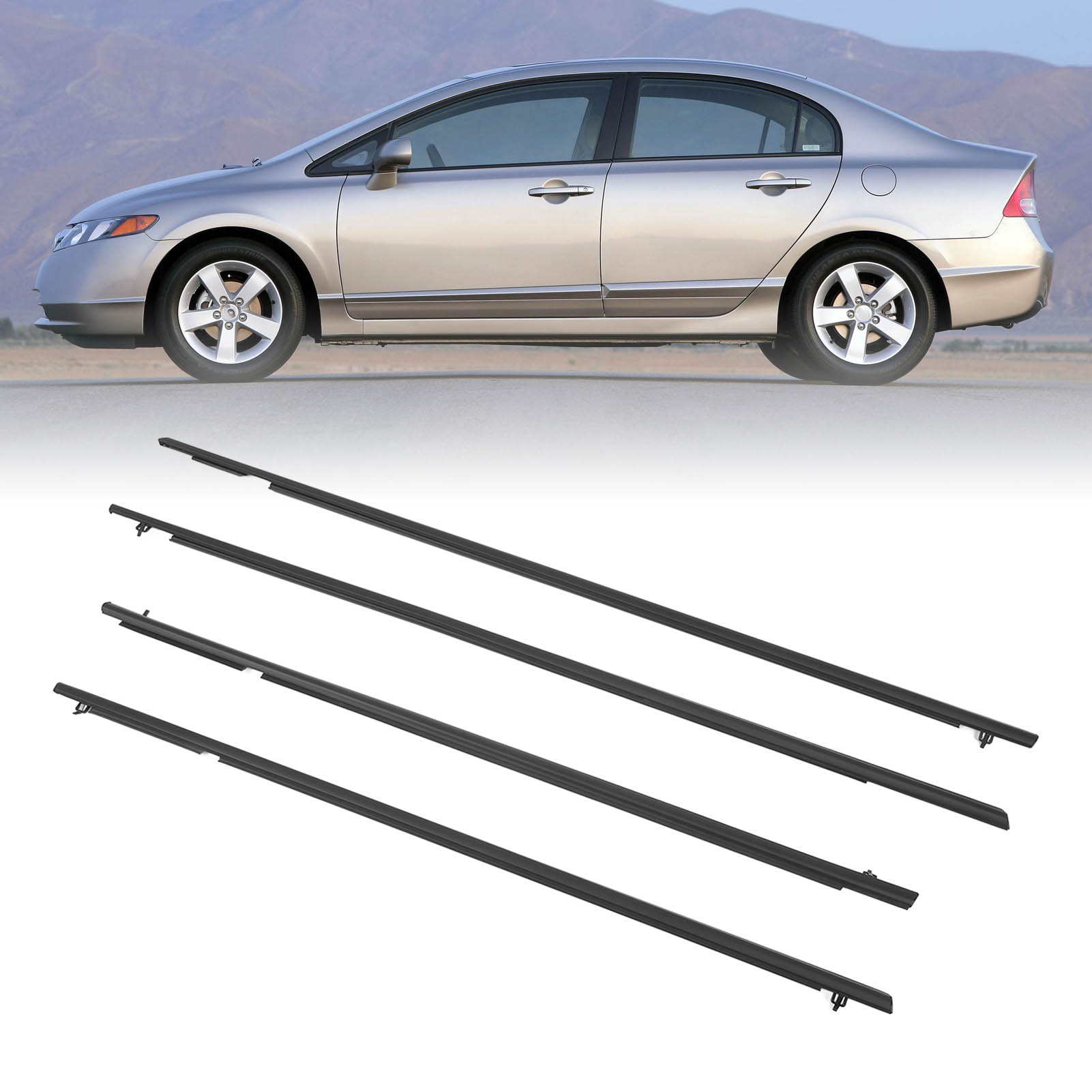 Satz Mit 4 Tür- Und Fensterdichtungsleisten, Formleisten, Autofensterdichtungsleisten 72450-sna-a01, Passend Für Honda Civic Limousine 2006-2011 (übergröße).