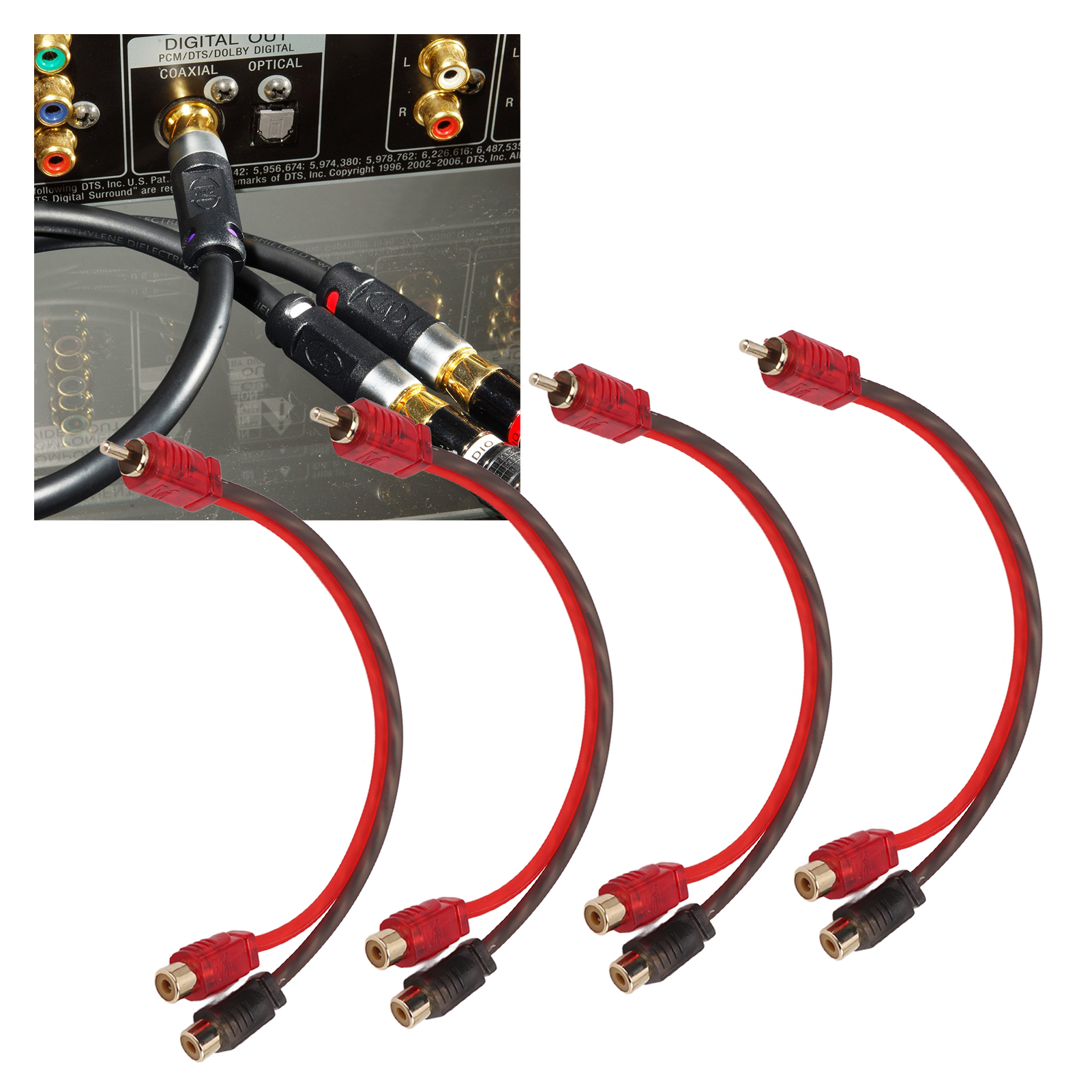 Aufrüstung Ihres Auto-audiosystems: Rca-audiokabel Für Lautsprecher (ein Stecker Und Zwei Buchsen, Im Viererpack Erhältlich)