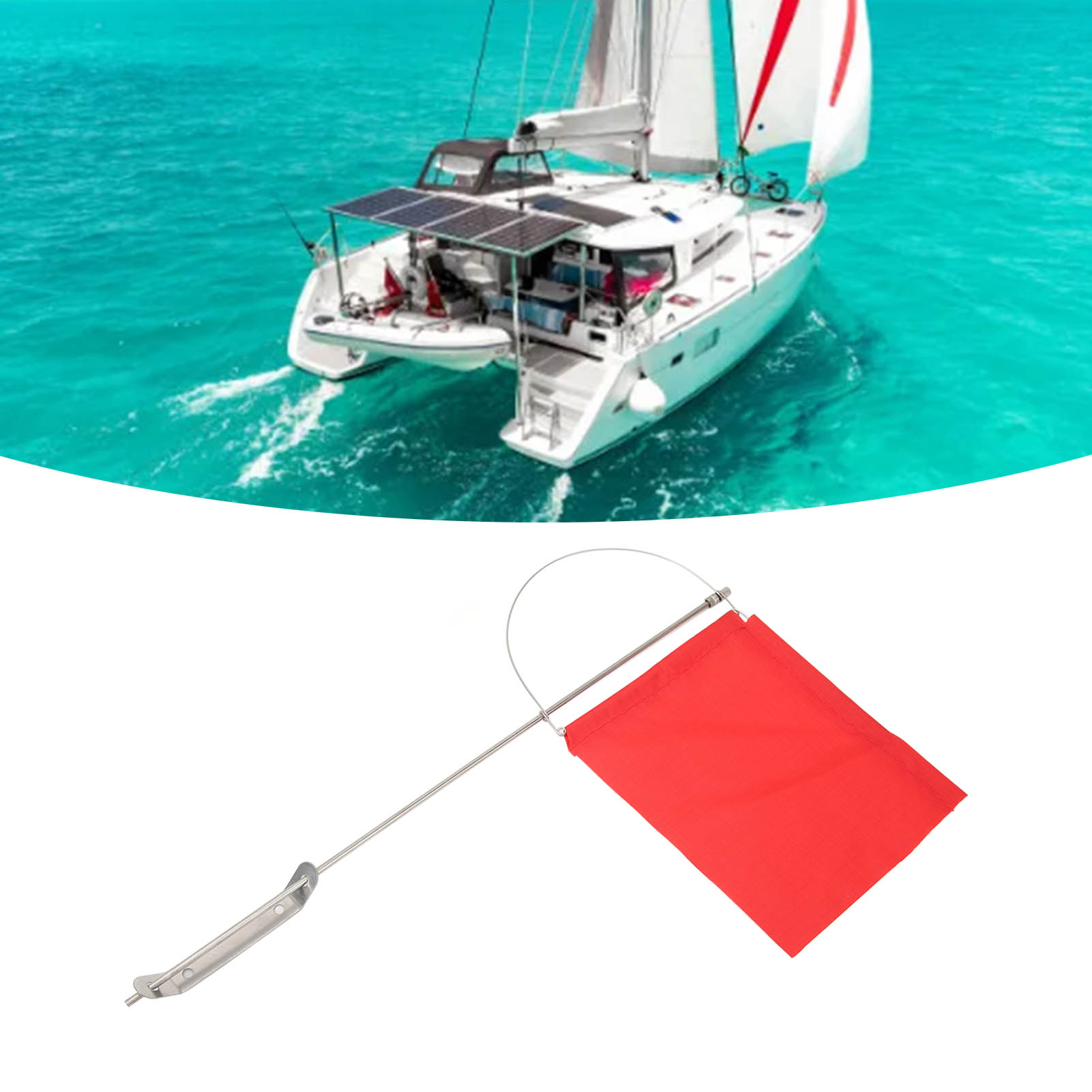 304 Edelstahl Für Segelboote Und Yachten, Rote Seeflagge, Wetterfahne, Nautische Flagge 200160mm (7971sm).