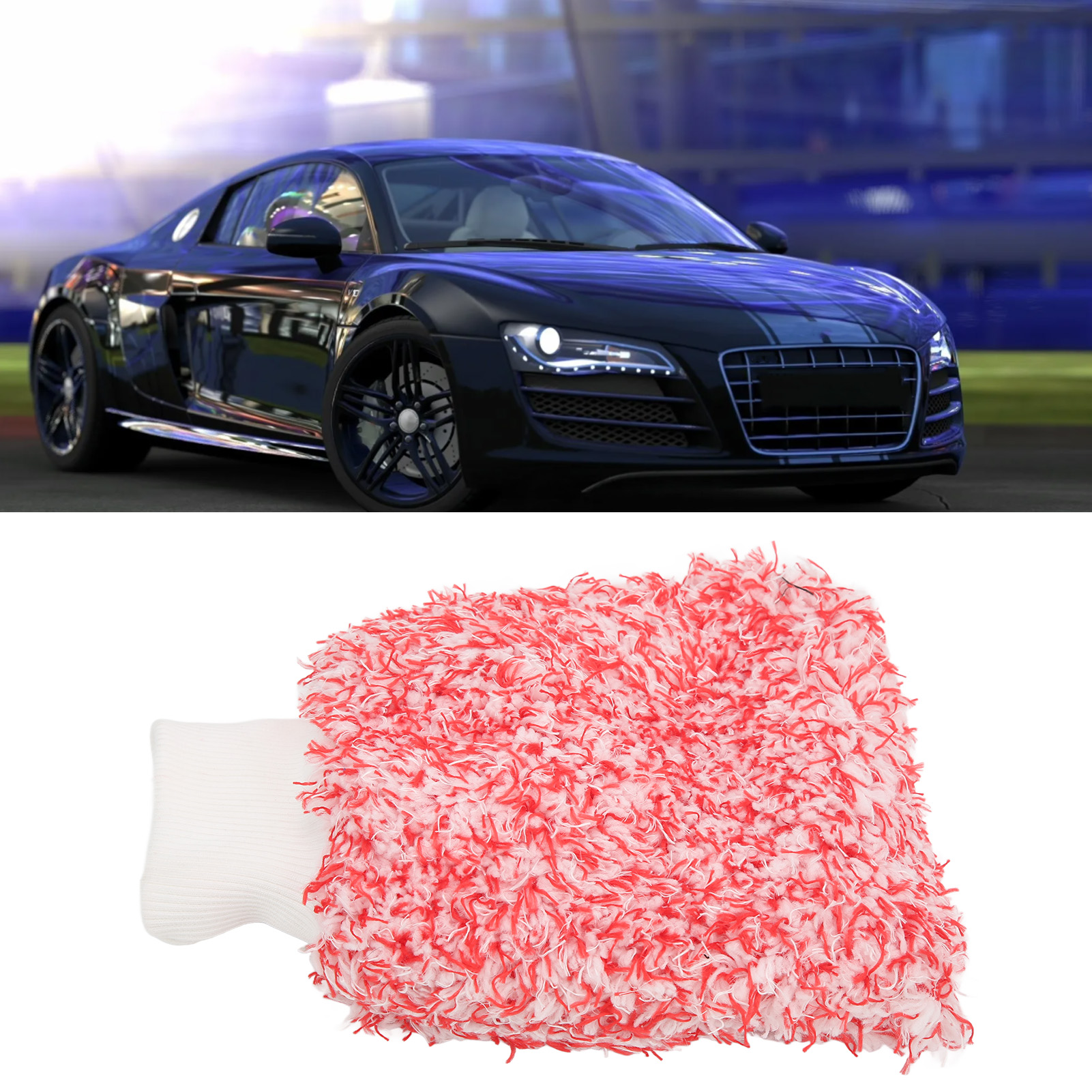 Rote Autowaschhandschuhe