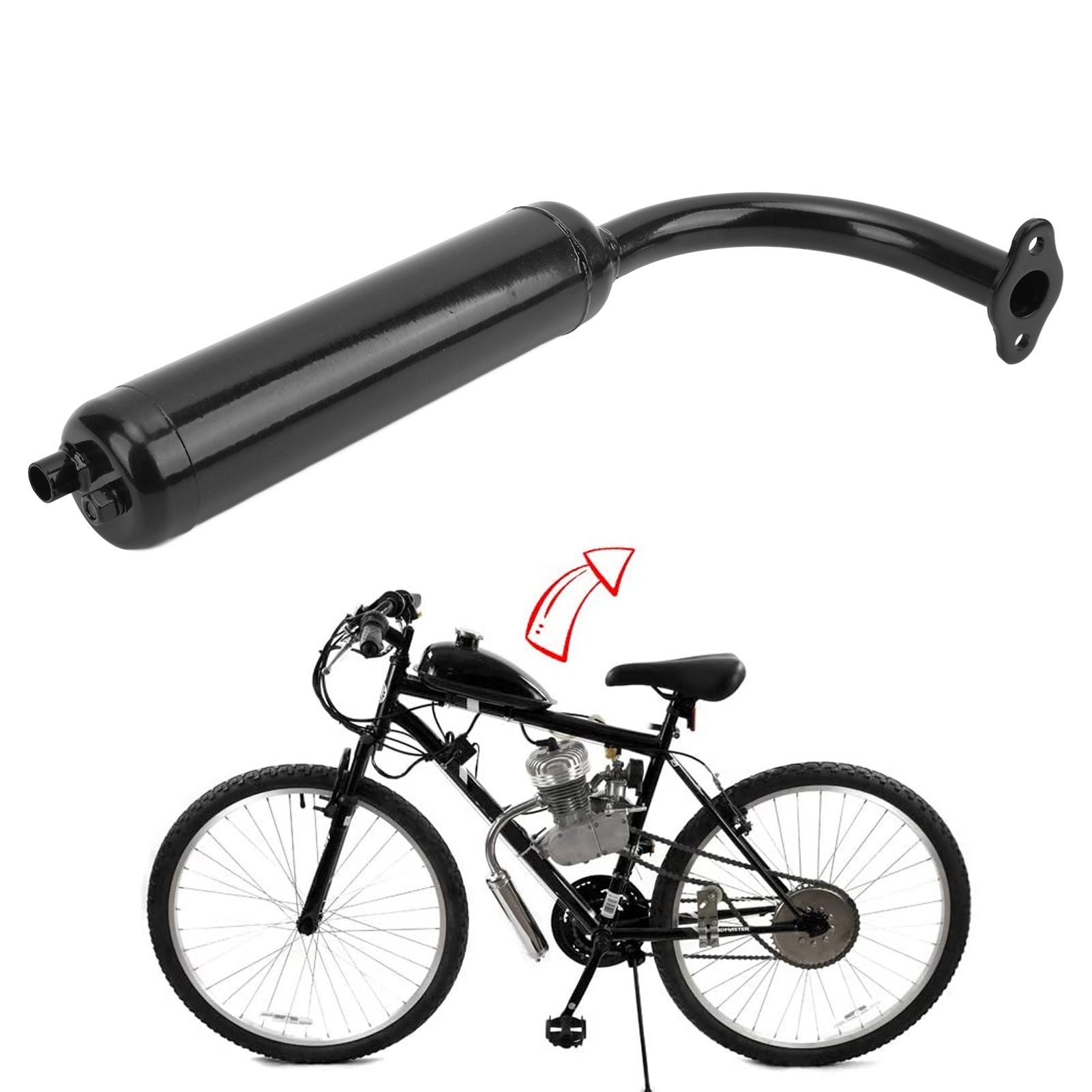 Der Schwarze Auspuff Ist Für 2-takt-motoren Mit 49 Cm³, 50 Cm³, 66 Cm³ Und 80 Cm³ Geeignet.