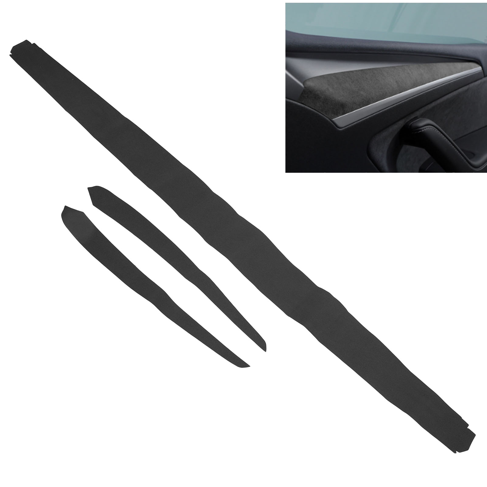(t04) Alcantara-türverkleidung, Armaturenbrett- Und Armlehnenverkleidung Für Tesla Model 3/y 2019–2023, Schwarz