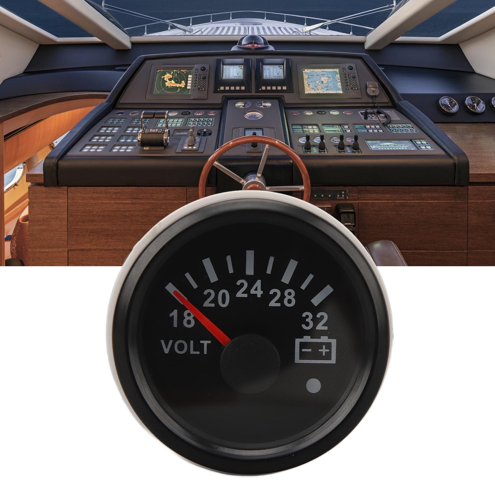 Dc9-32v 52mm Dc18-32v Nadelvoltmeter Mit Siebenfarbiger Hintergrundbeleuchtung, Geeignet Für Wohnmobile, Yachten, Fischerboote Und Schiffe (schwarzes Zifferblatt, Schwarzes Gehäuse) (referenz: Cx2075b