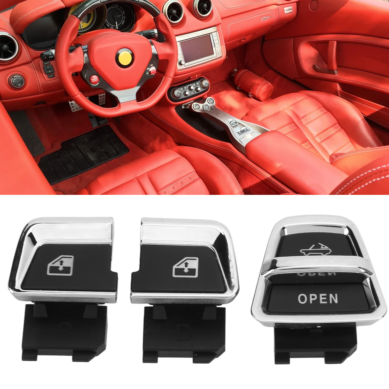 86257400 86257300 86257200 Bedienelemente Für Elektrische Fensterheber (links, Rechts Und Dach) Mit Halterung (als Set Erhältlich) Kompatibel Mit Ferrari California 2012-2014
