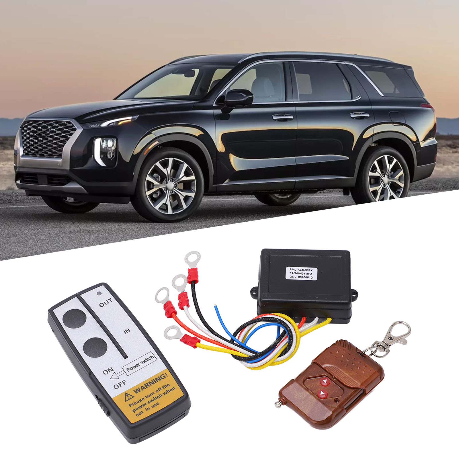 Universelle Funkfernbedienung Für 12v/24v-winden (1 Fernbedienung + 1 Schlüssel + 1 Empfänger) (batterien In Schlüssel Und Empfänger Integriert) (kls-999x) (batterien Enthalten)