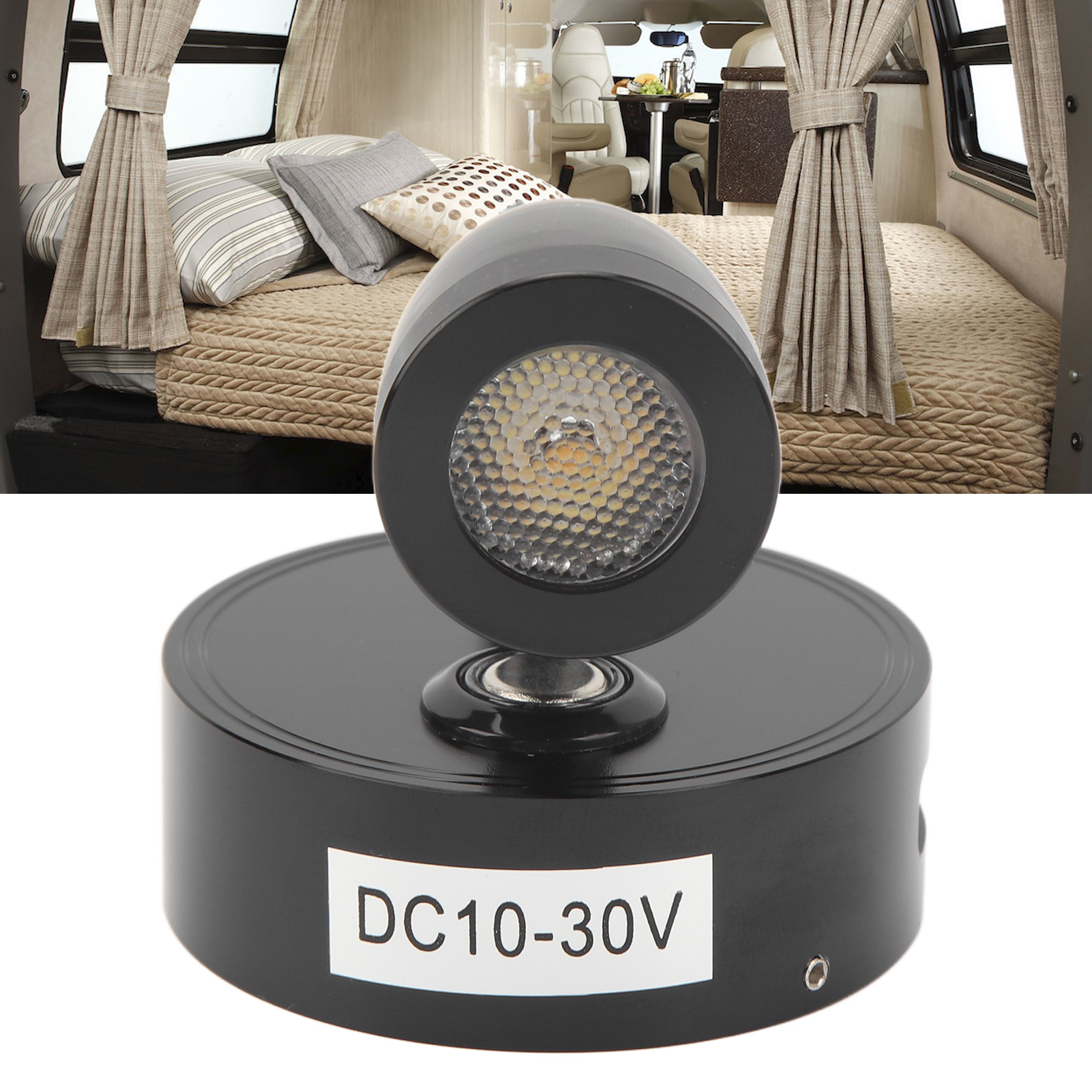 Dc10-30v Leselampe Für Wohnmobil/yacht/boot Mit Led-touch-dimmer Und Dreifarbiger Beleuchtung (art.-nr.: Py-rv101) Schwarz