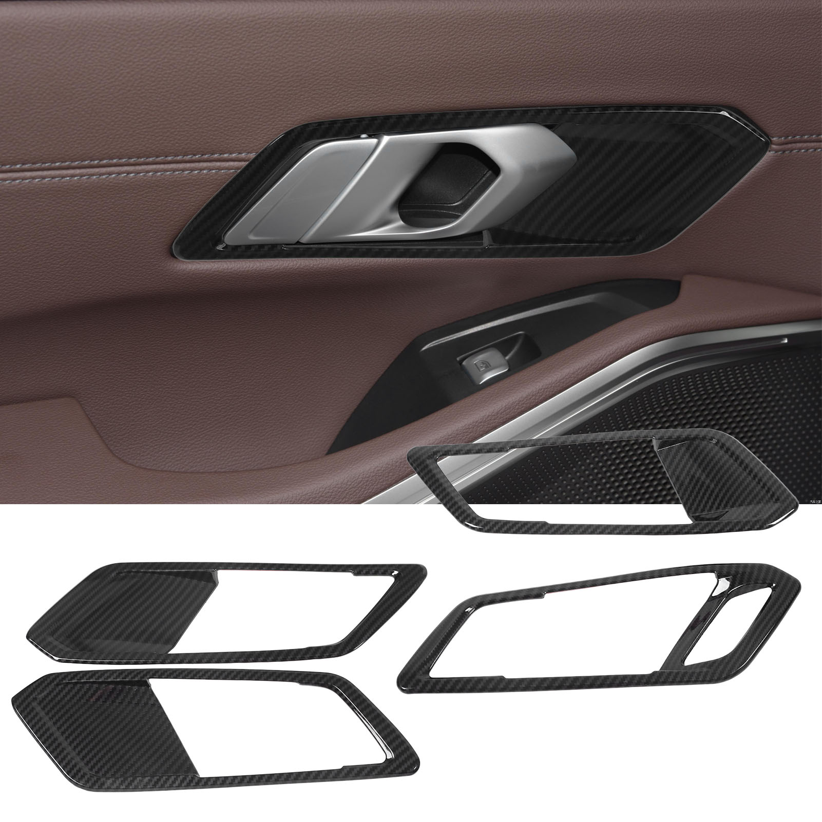 Dekorativer Aufnäher Für Den Türgriff Im Innenraum Mit Carbonfaser-textur, Speziell Für Linkslenkerfahrzeuge Entwickelt, Kompatibel Mit Bmw 3er G20 2020-2022 (oc04775)